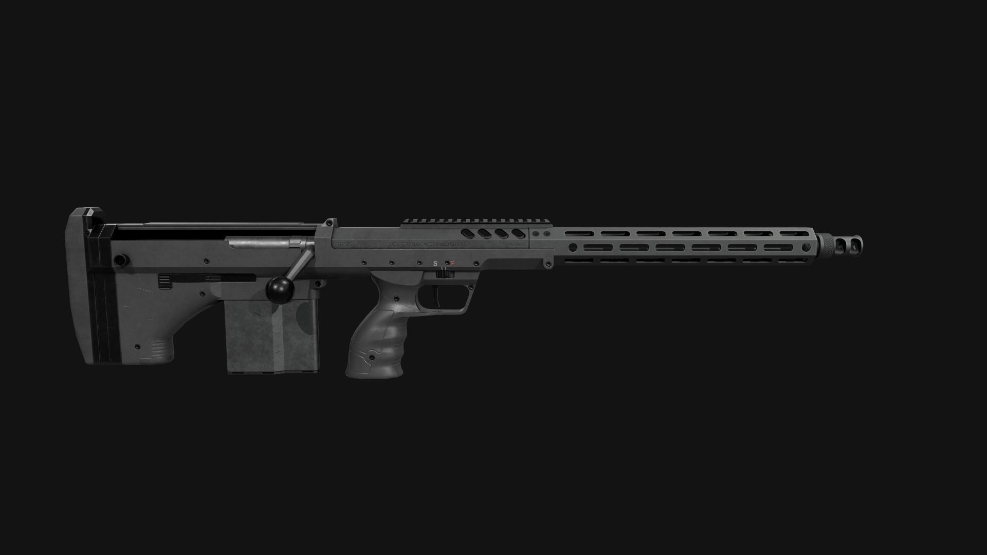 Desert Tech SRS-A2 Bullpup Sniper Rifle Low-poly 3D model_40