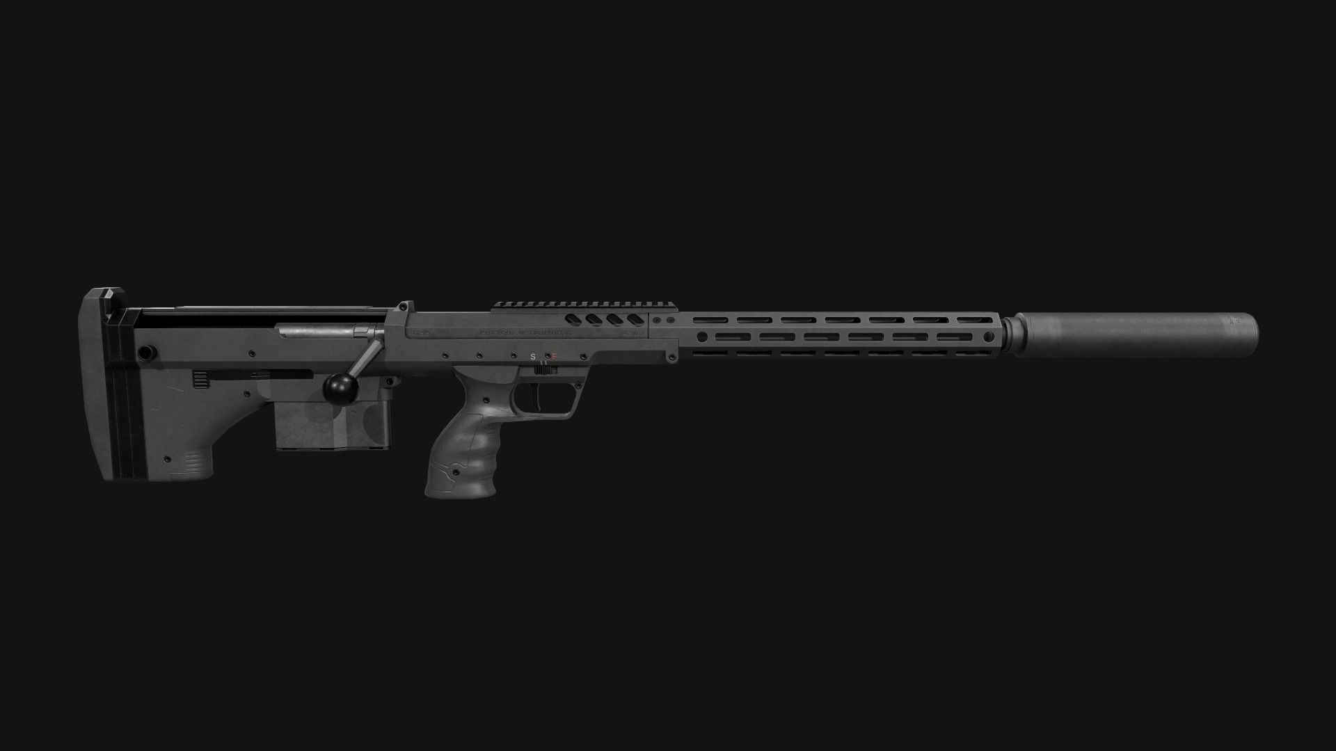 Desert Tech SRS-A2 Bullpup Sniper Rifle Low-poly 3D model_42