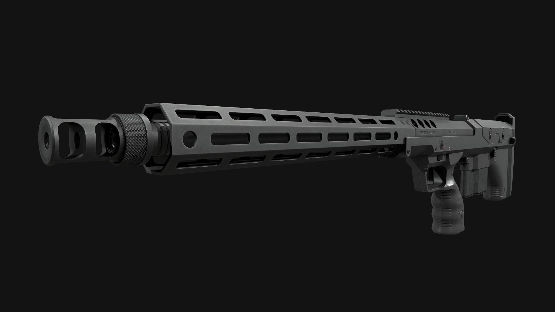 Desert Tech SRS-A2 Bullpup Sniper Rifle Low-poly 3D model_32