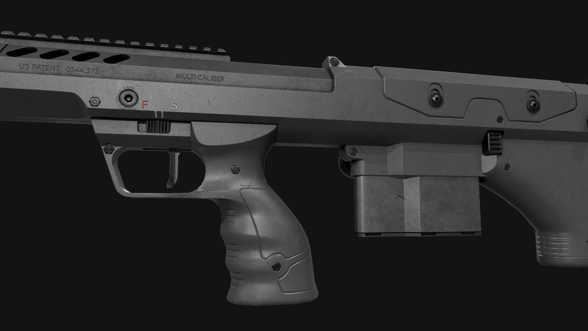 Desert Tech SRS-A2 Bullpup Sniper Rifle Low-poly 3D model_30