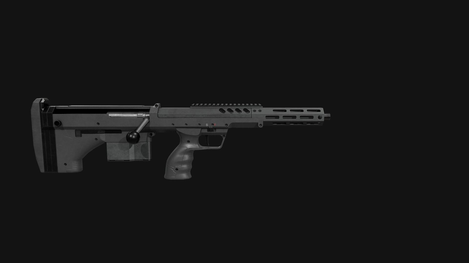 Desert Tech SRS-A2 Bullpup Sniper Rifle Low-poly 3D model_35