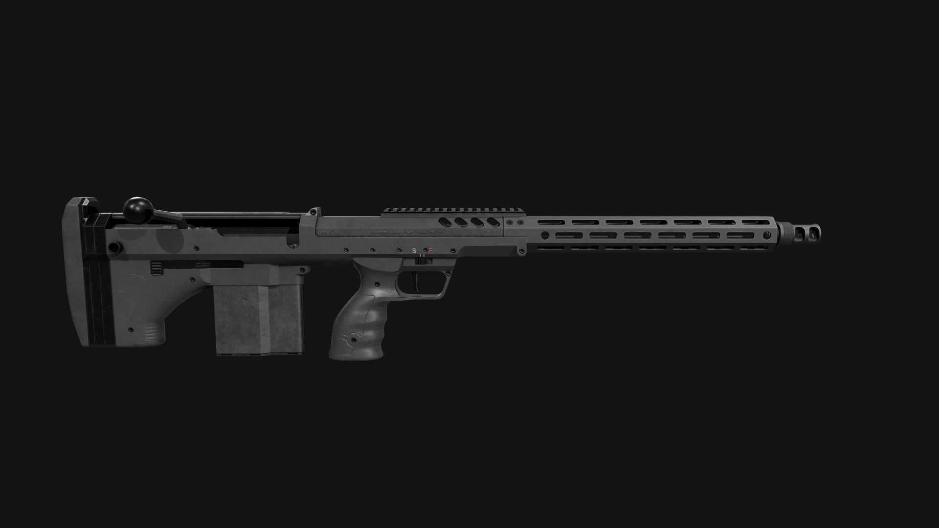 Desert Tech SRS-A2 Bullpup Sniper Rifle Low-poly 3D model_41