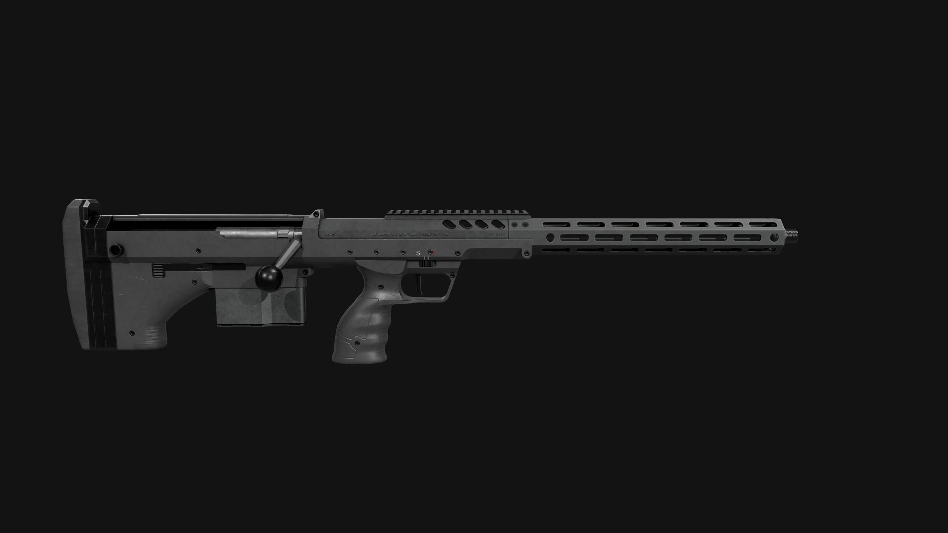 Desert Tech SRS-A2 Bullpup Sniper Rifle Low-poly 3D model_37