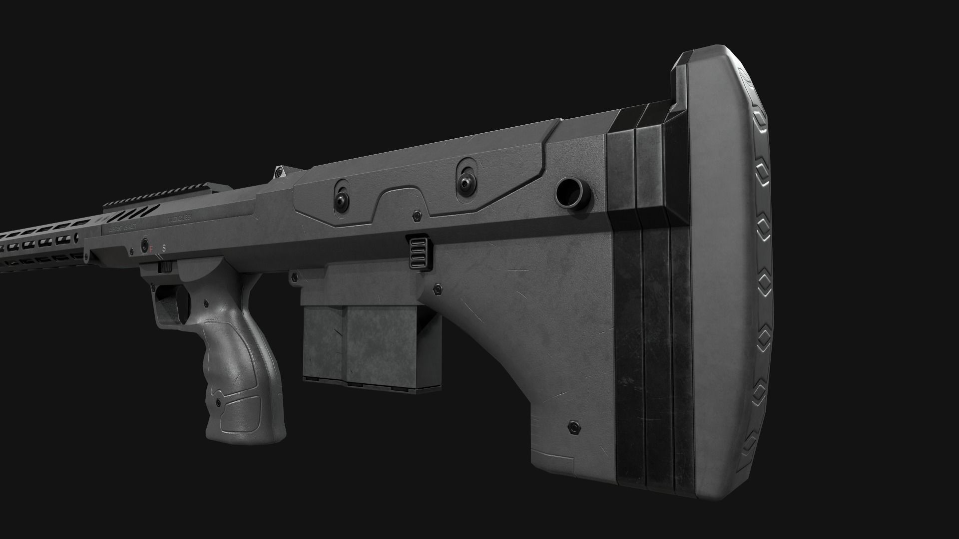 Desert Tech SRS-A2 Bullpup Sniper Rifle Low-poly 3D model_29