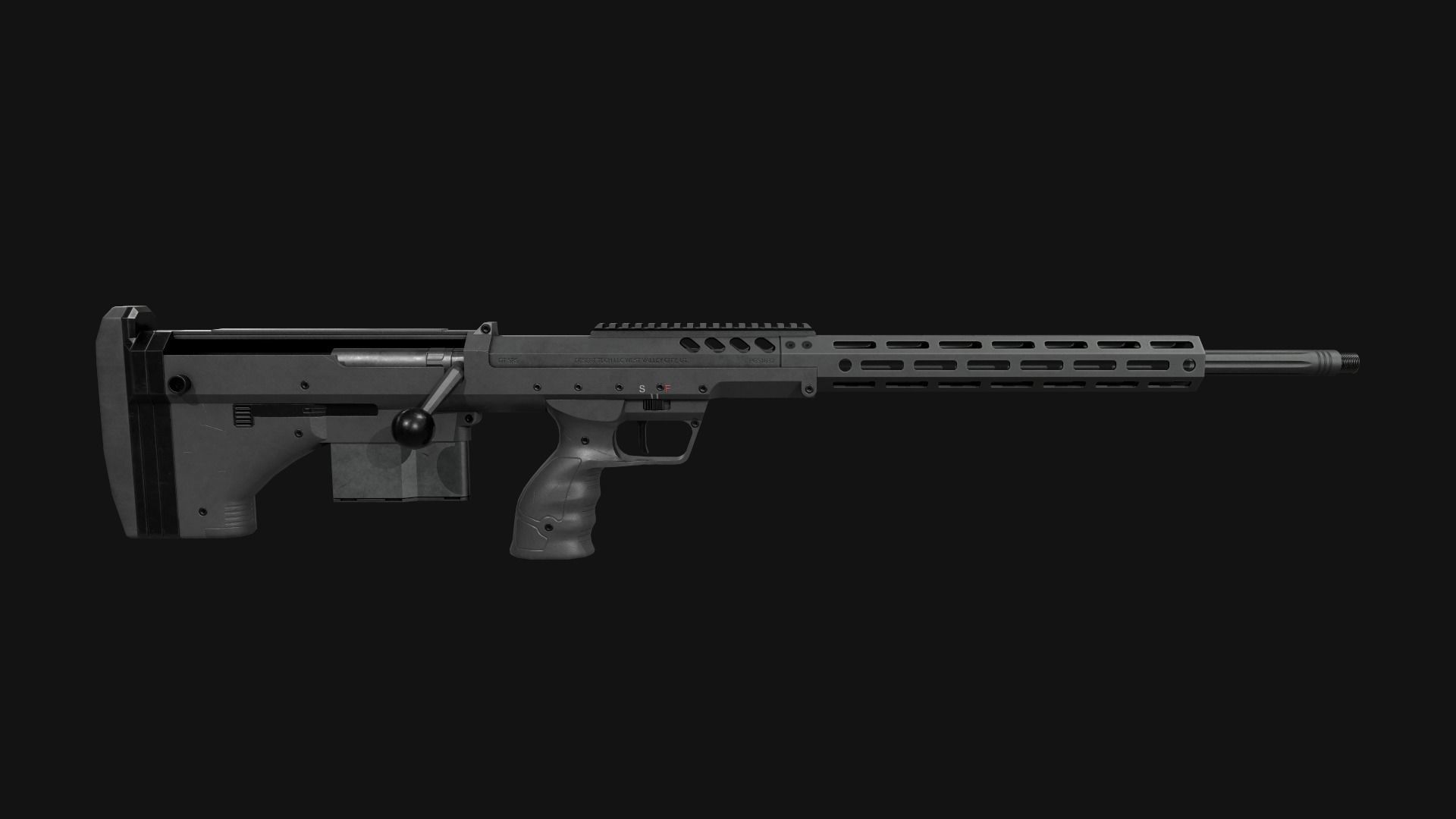 Desert Tech SRS-A2 Bullpup Sniper Rifle Low-poly 3D model_39