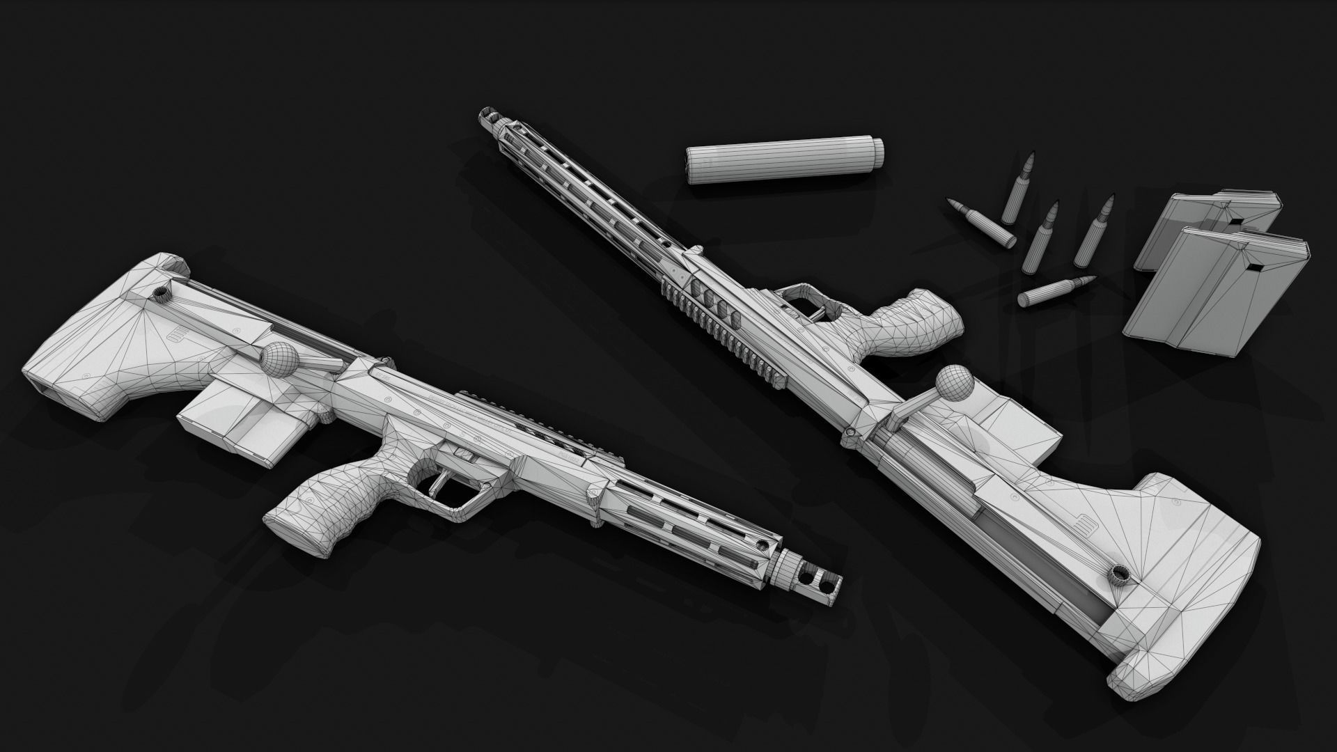 Desert Tech SRS-A2 Bullpup Sniper Rifle Low-poly 3D model_2