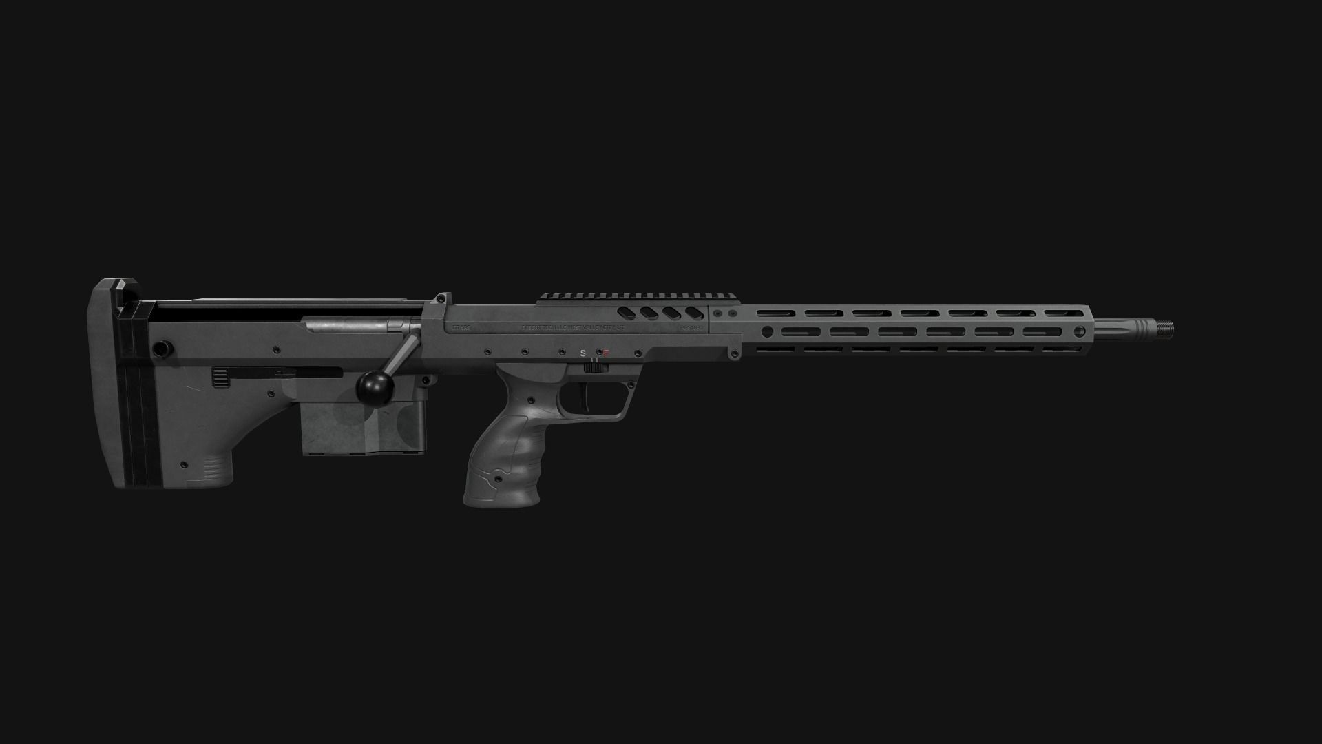 Desert Tech SRS-A2 Bullpup Sniper Rifle Low-poly 3D model_38