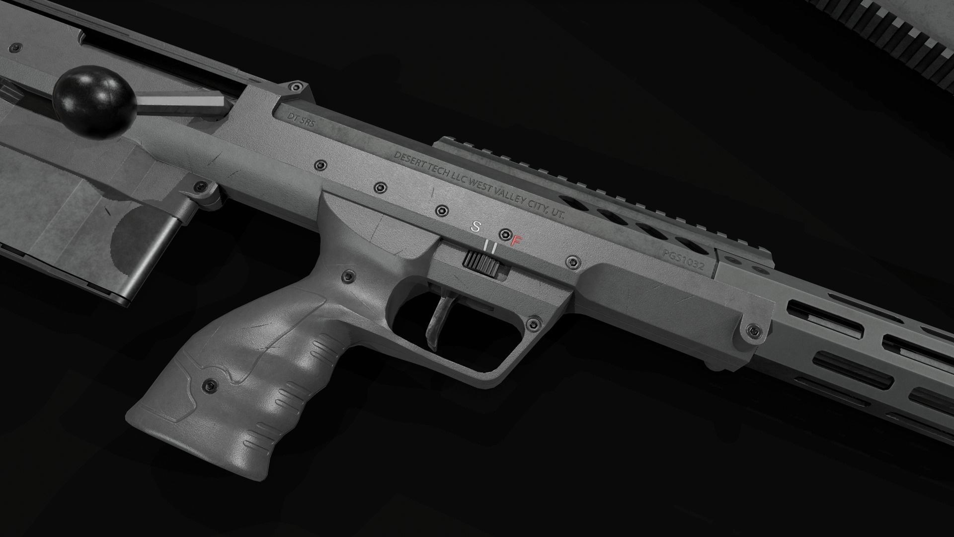 Desert Tech SRS-A2 Bullpup Sniper Rifle Low-poly 3D model_9