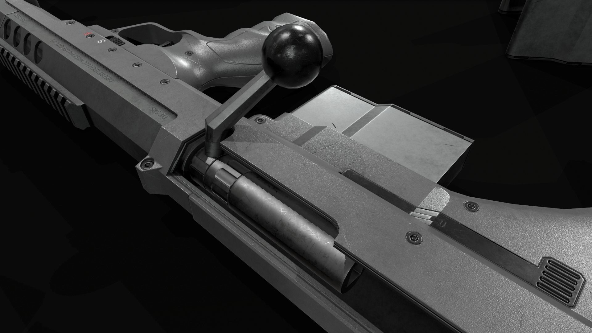 Desert Tech SRS-A2 Bullpup Sniper Rifle Low-poly 3D model_12