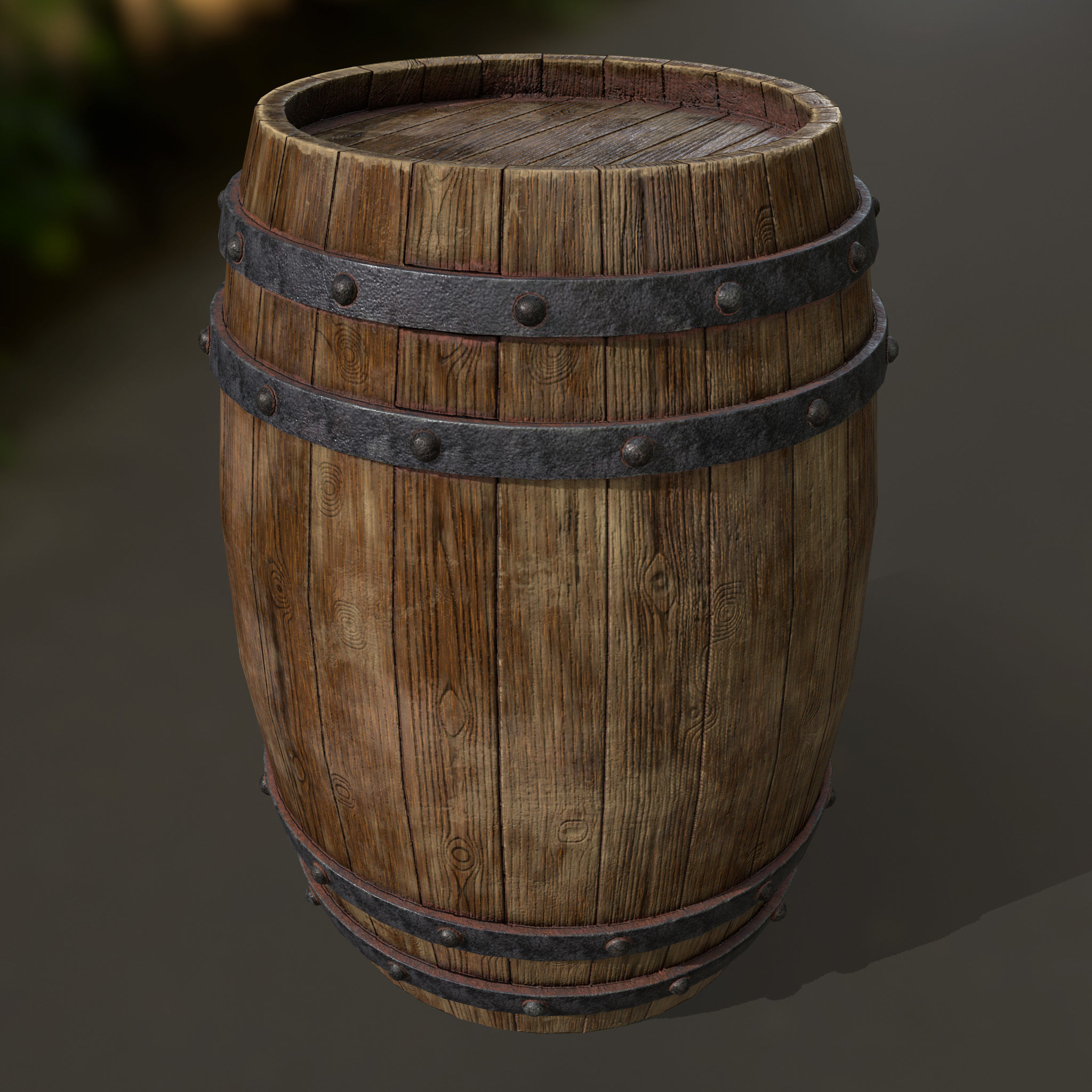 Wood Barrel 1 Low-poly 3D model_3