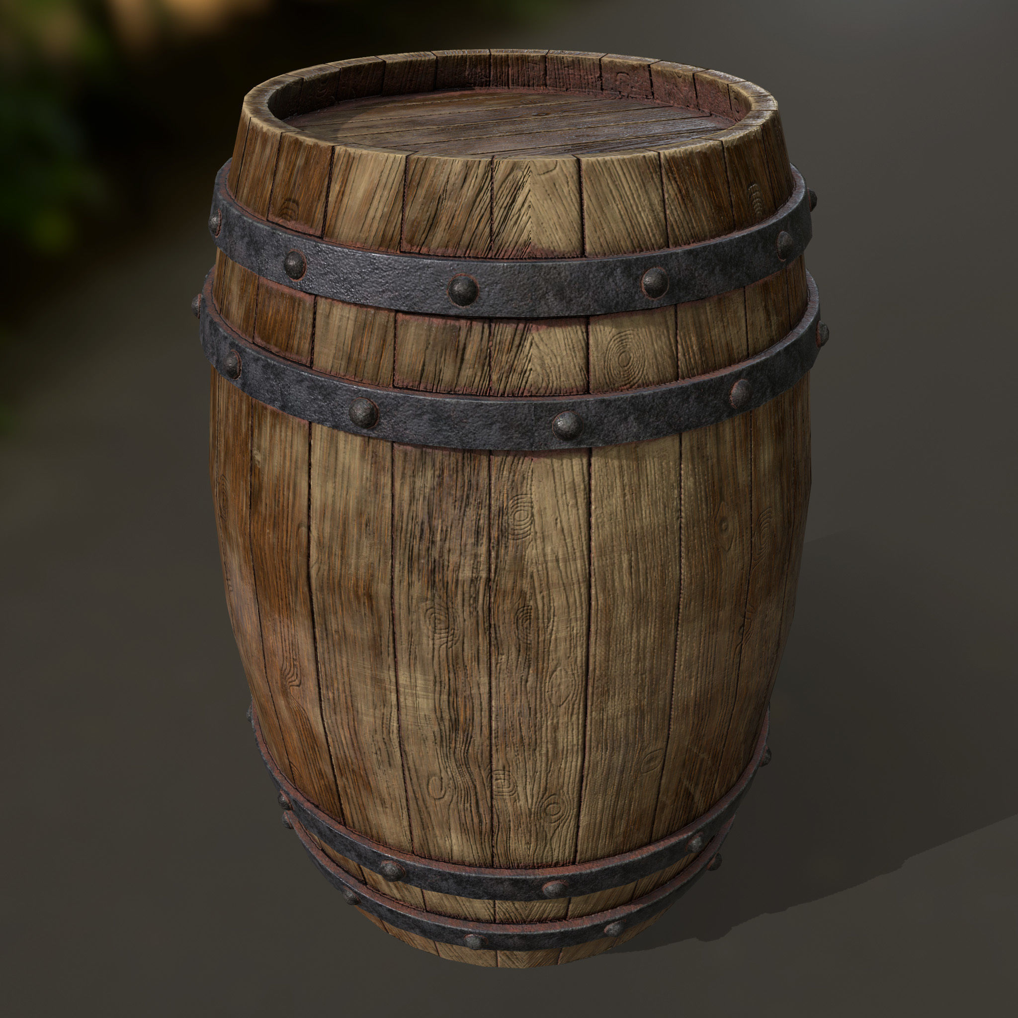 Wood Barrel 1 Low-poly 3D model_4