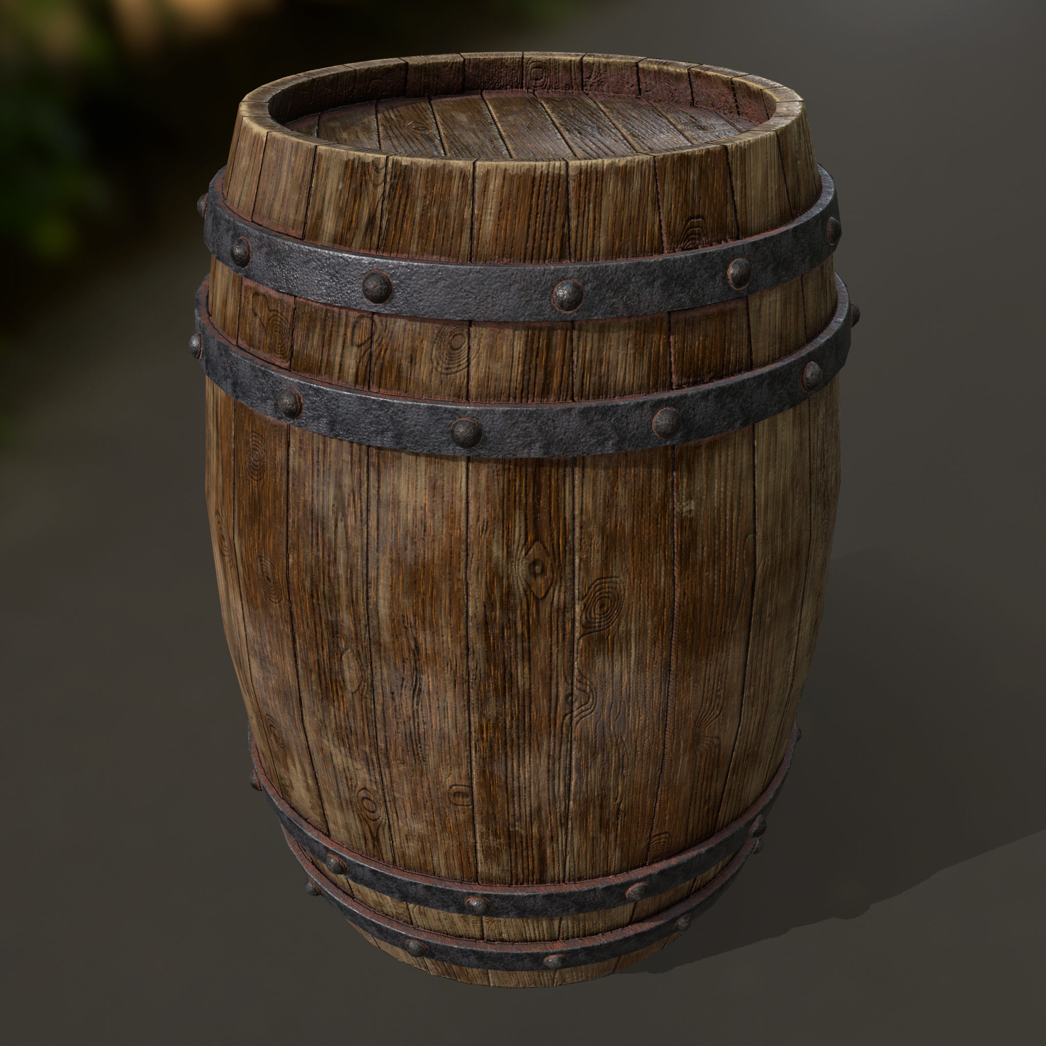 Wood Barrel 1 Low-poly 3D model_1