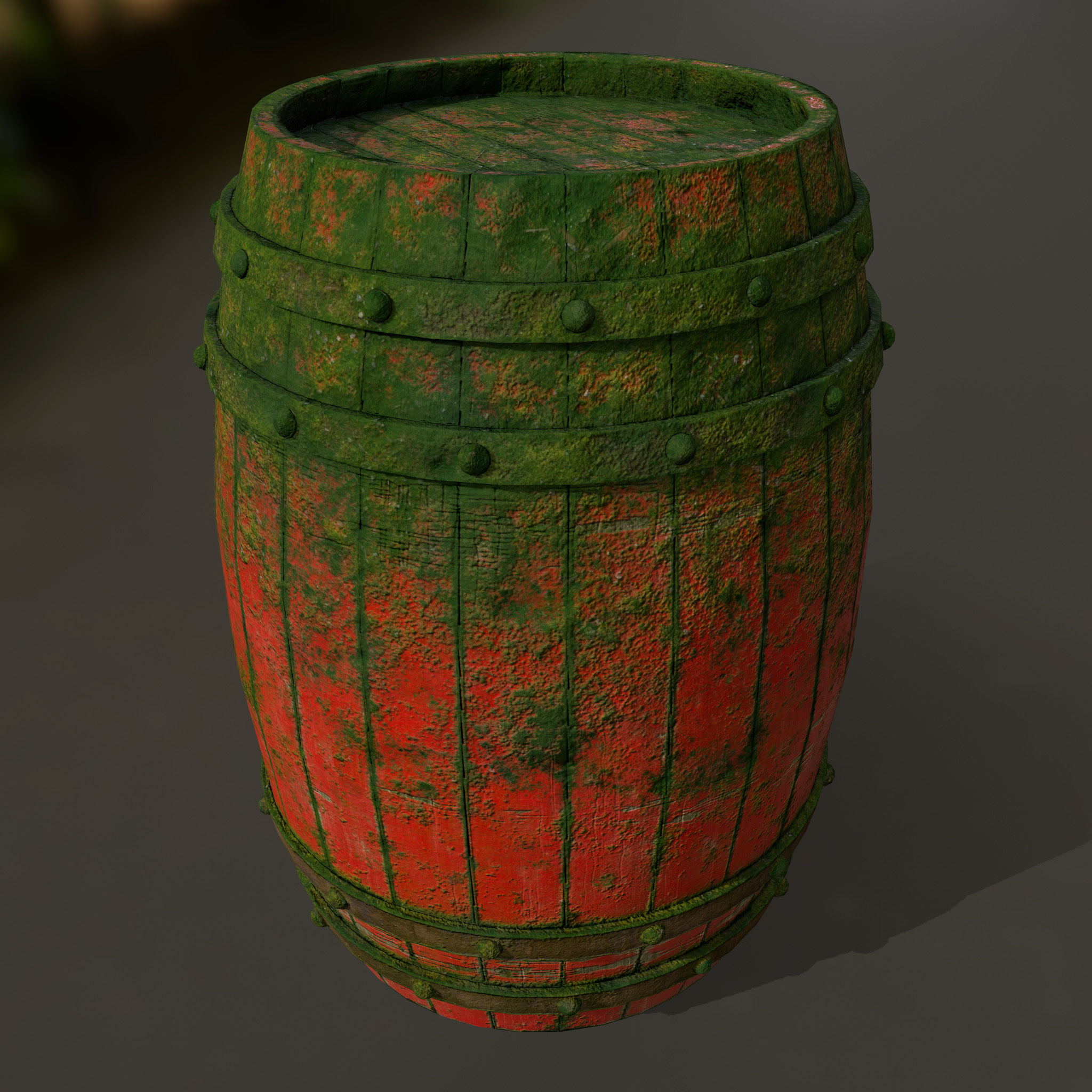Wood  Barrel Low-poly 3D model_2