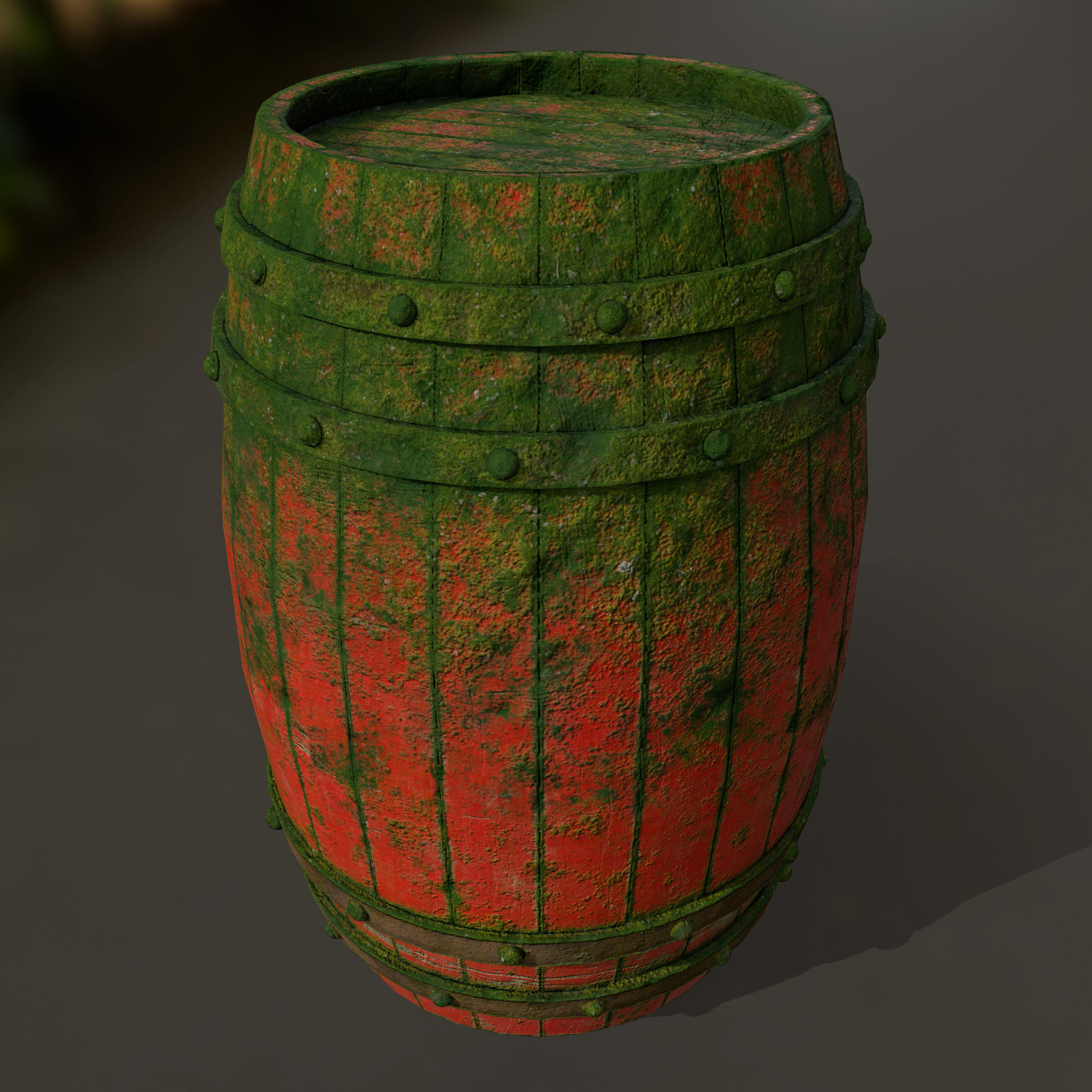 Wood  Barrel Low-poly 3D model_4