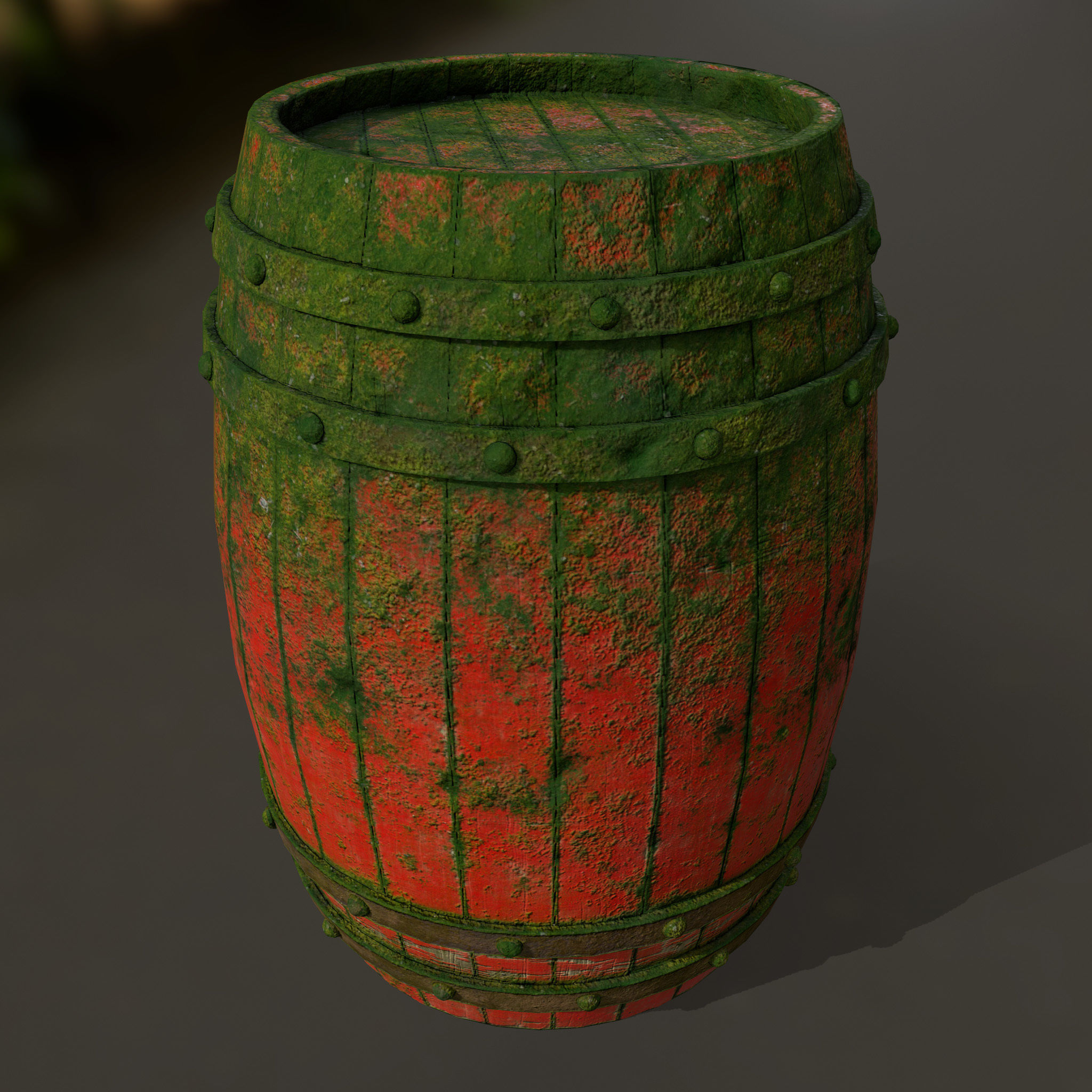 Wood  Barrel Low-poly 3D model_6