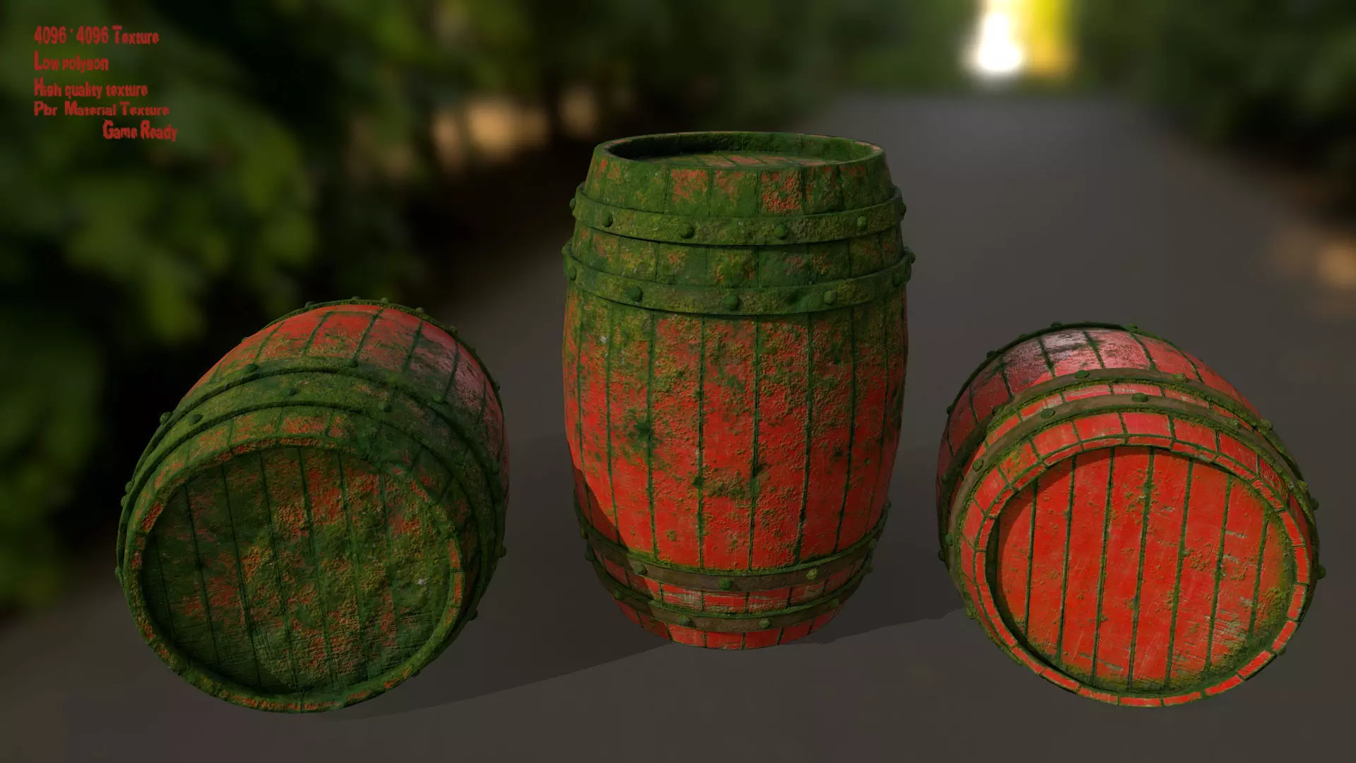 Wood  Barrel Low-poly 3D model_0
