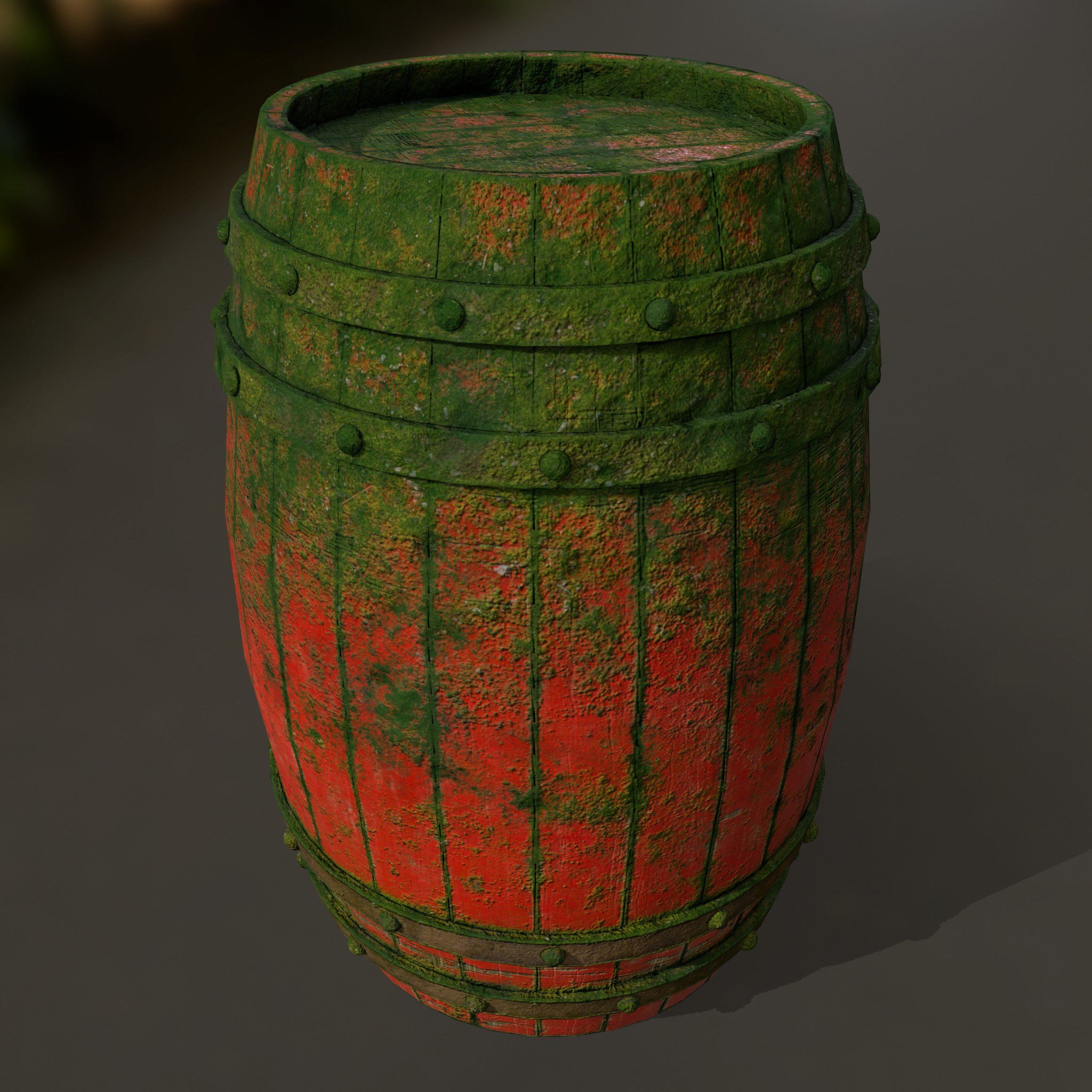 Wood  Barrel Low-poly 3D model_3