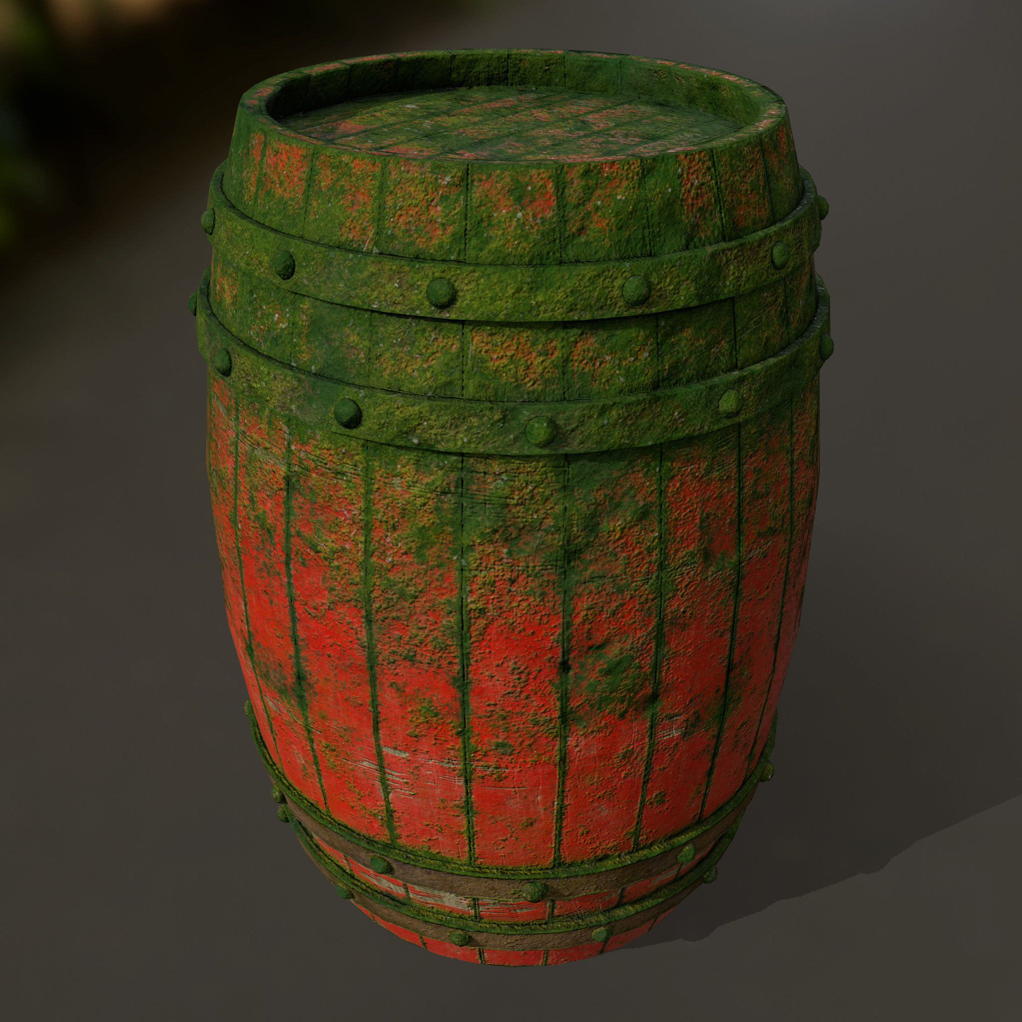 Wood  Barrel Low-poly 3D model_1