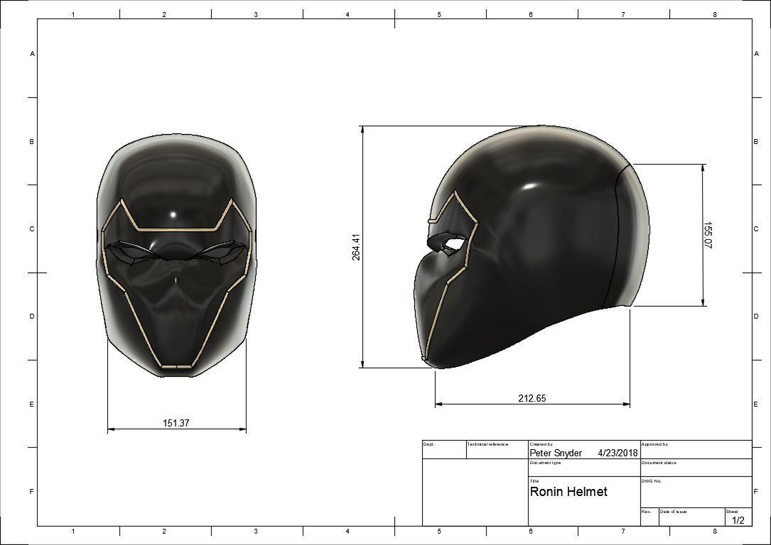 Ronin Helmet aka Hawkeye 3D print model_5