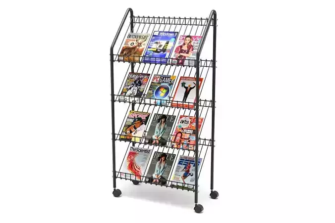 Magazine Rack with Wheels - Model 02 3D model