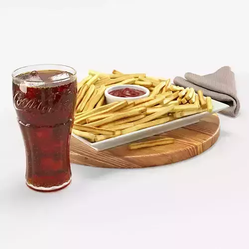 Cola with French fries Set 3D model