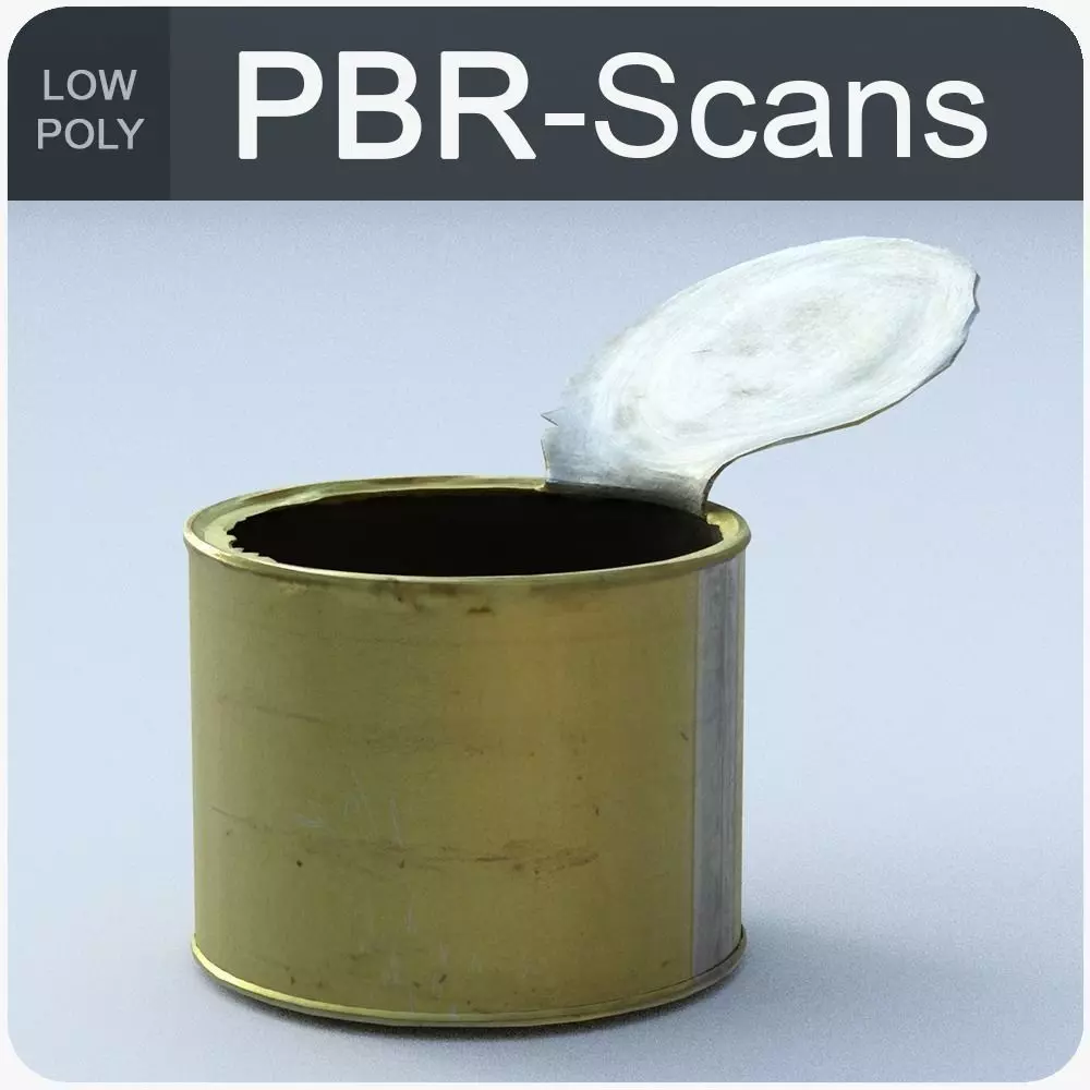 Canned Low Poly metal can Low-poly 3D model_0