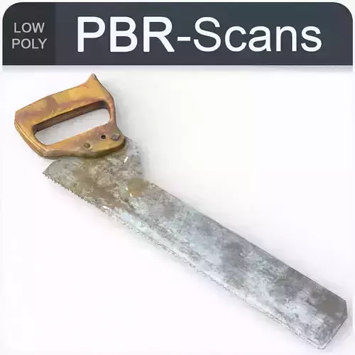 Handsaw Low Poly knife with wooden handle