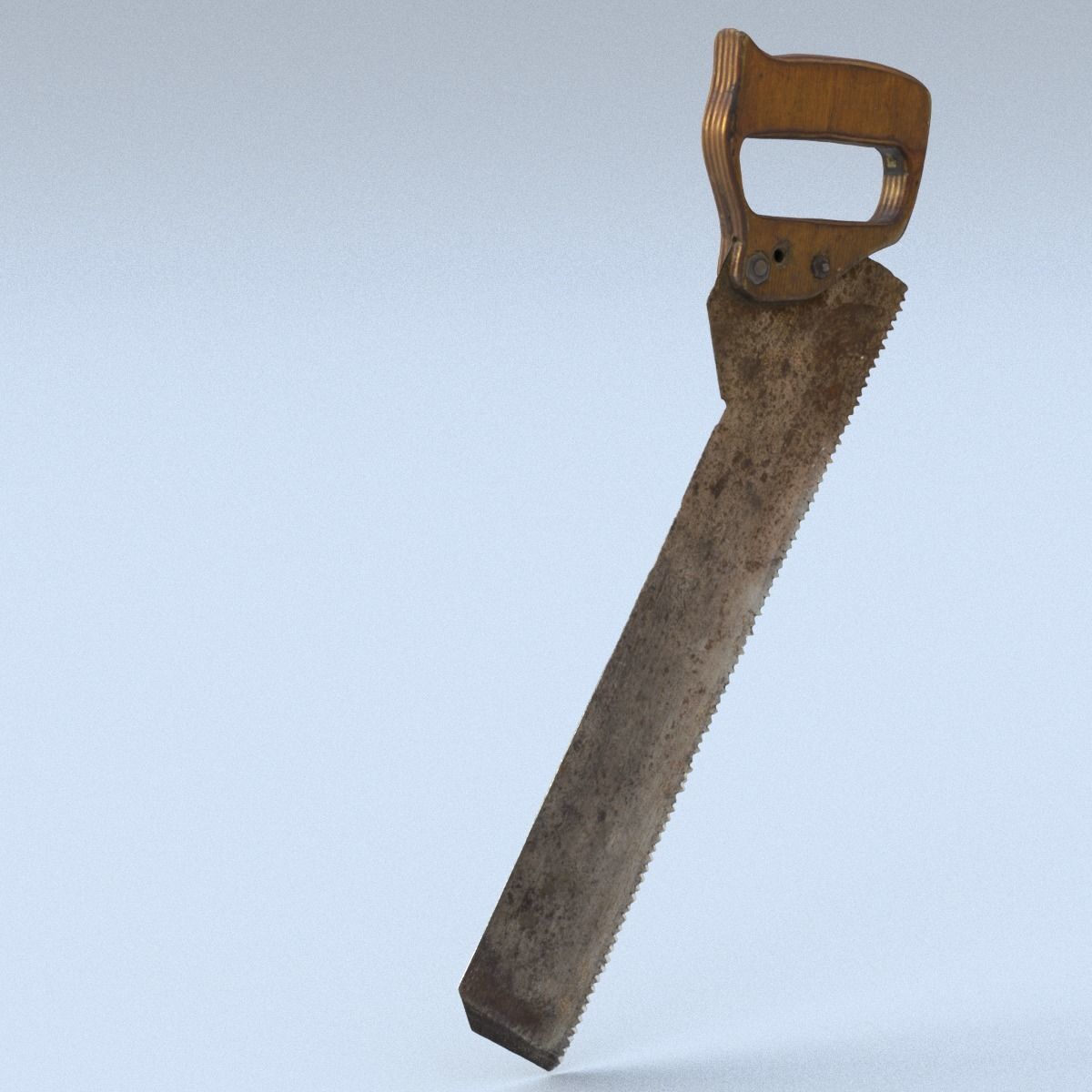 Handsaw High Poly old saw with wooden handle 3D model_9