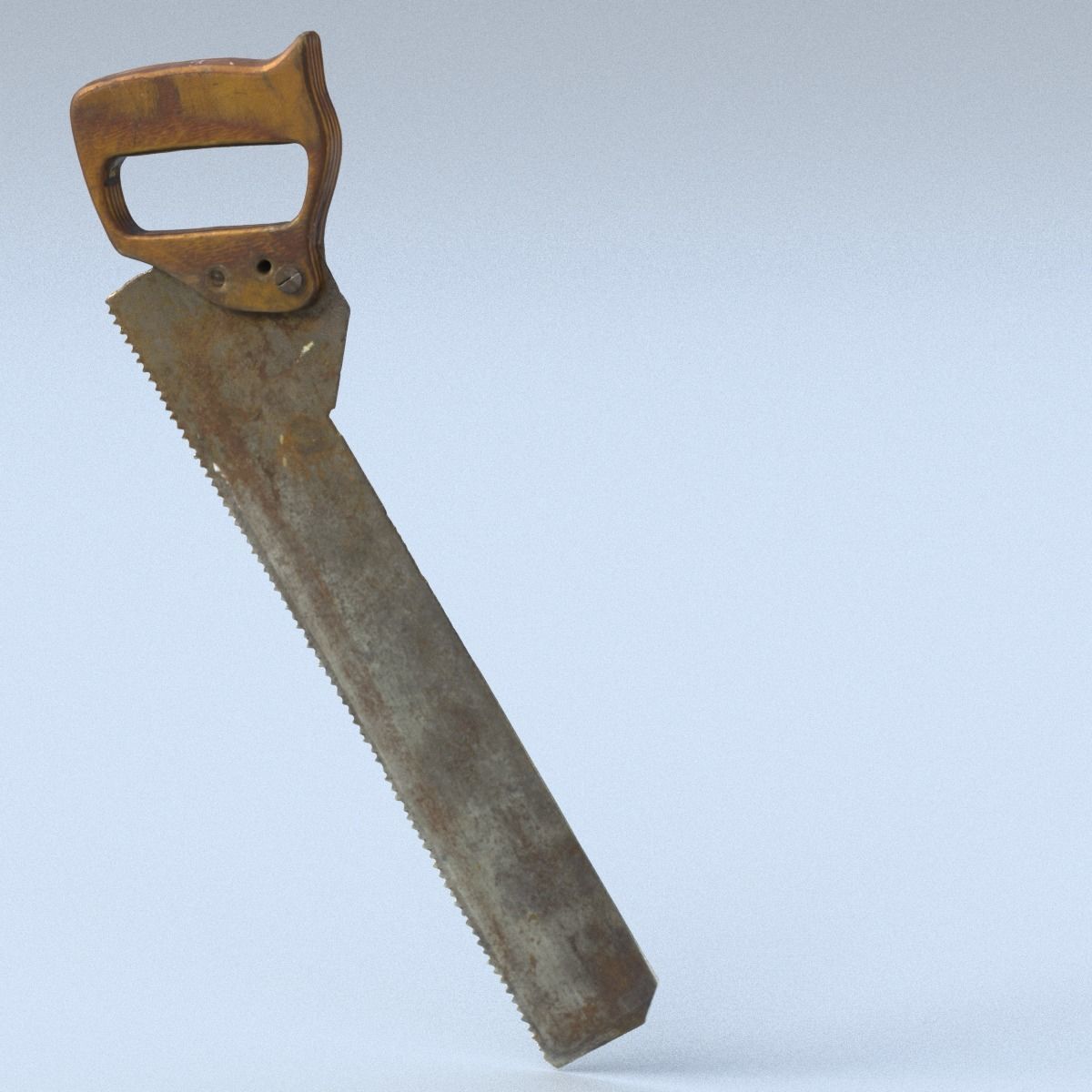 Handsaw High Poly old saw with wooden handle 3D model_10