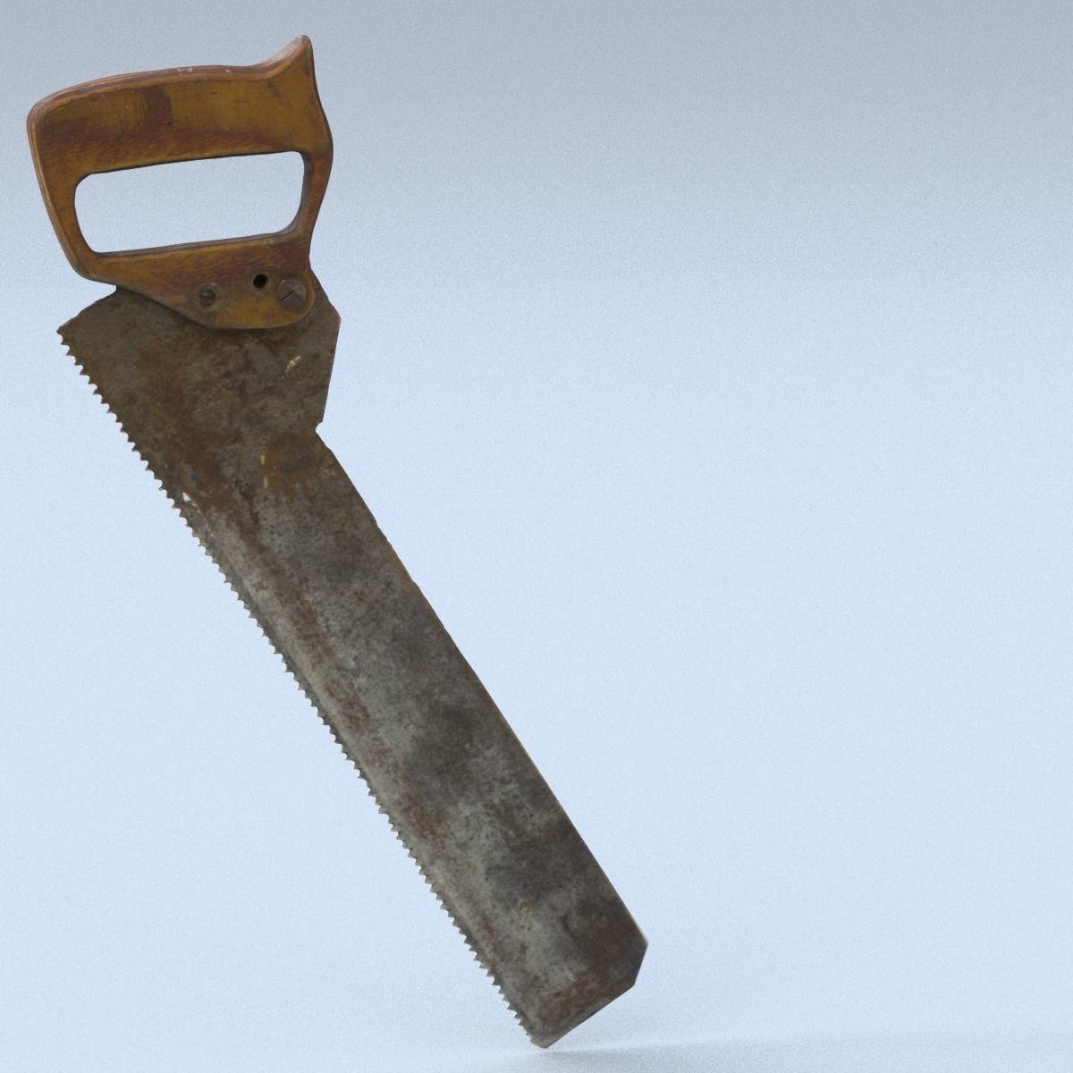 Handsaw High Poly old saw with wooden handle 3D model_11