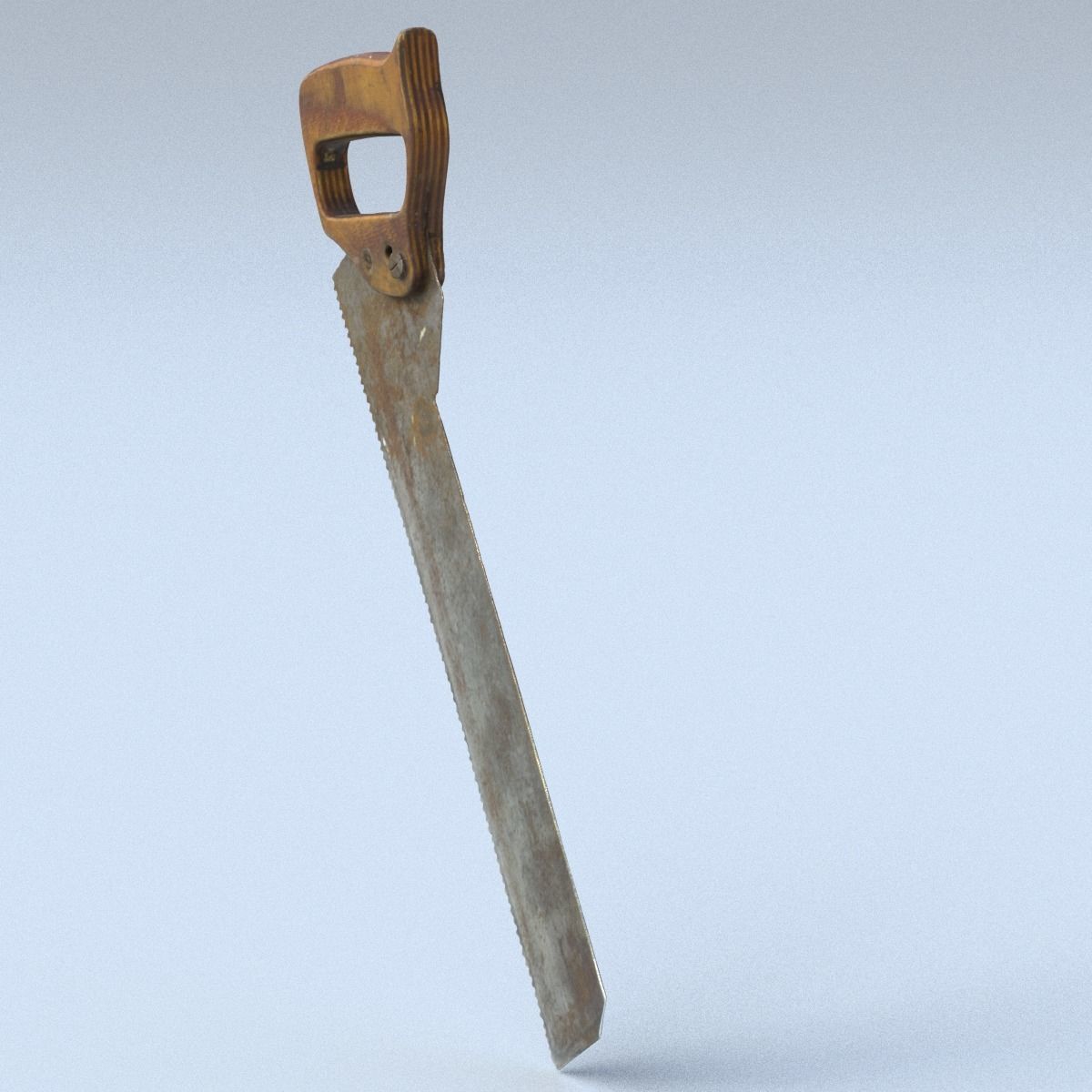 Handsaw High Poly old saw with wooden handle 3D model_8
