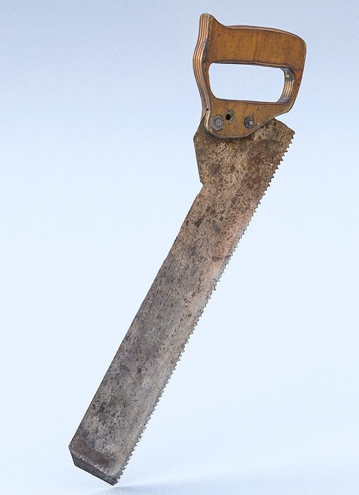 Handsaw High Poly old saw with wooden handle 3D model_1