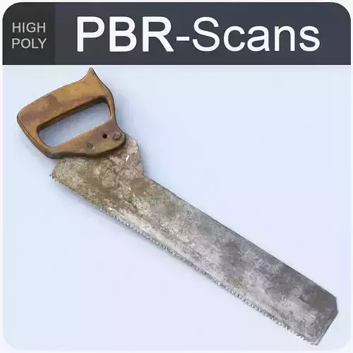 Handsaw High Poly old saw with wooden handle