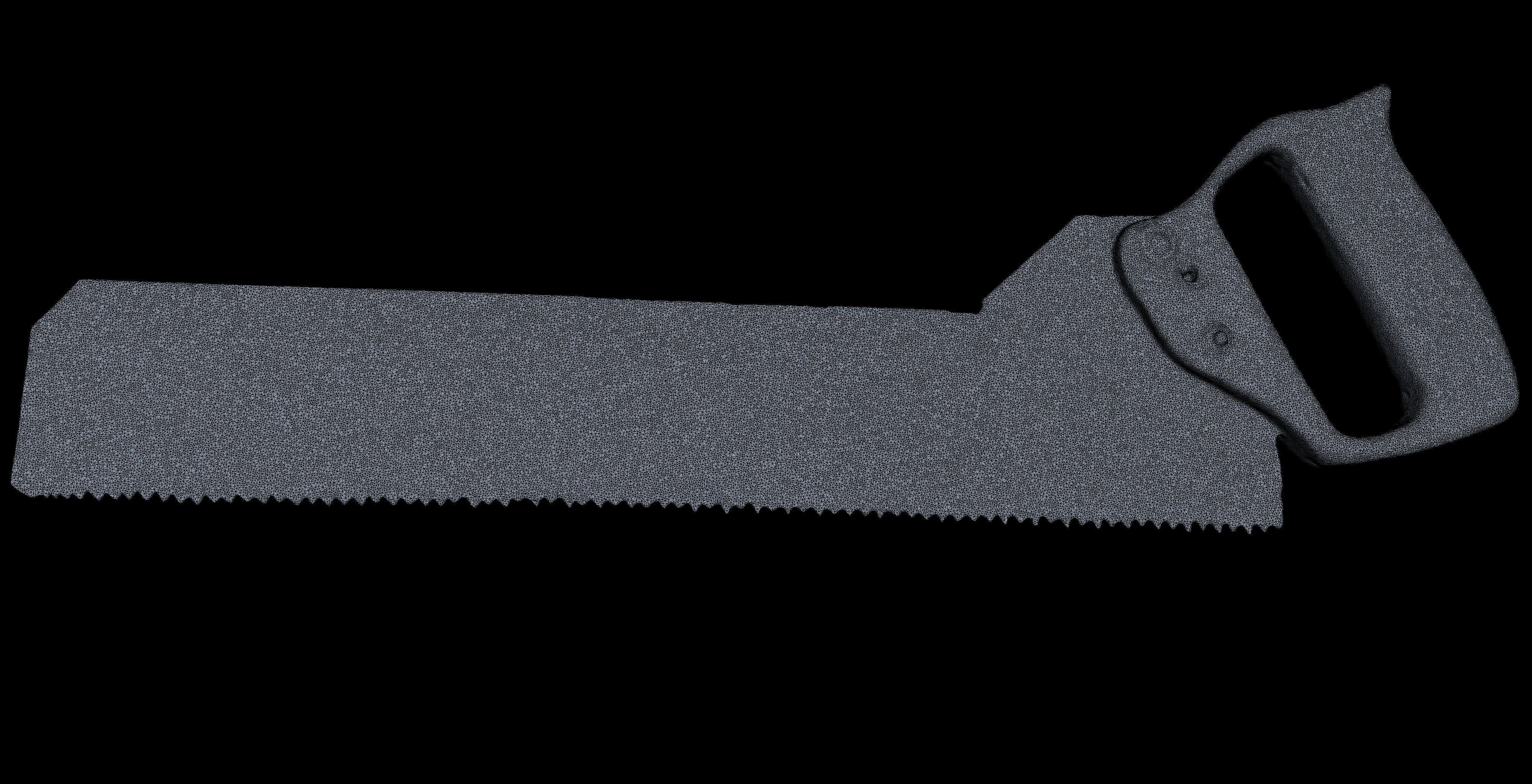 Handsaw High Poly old saw with wooden handle 3D model_2
