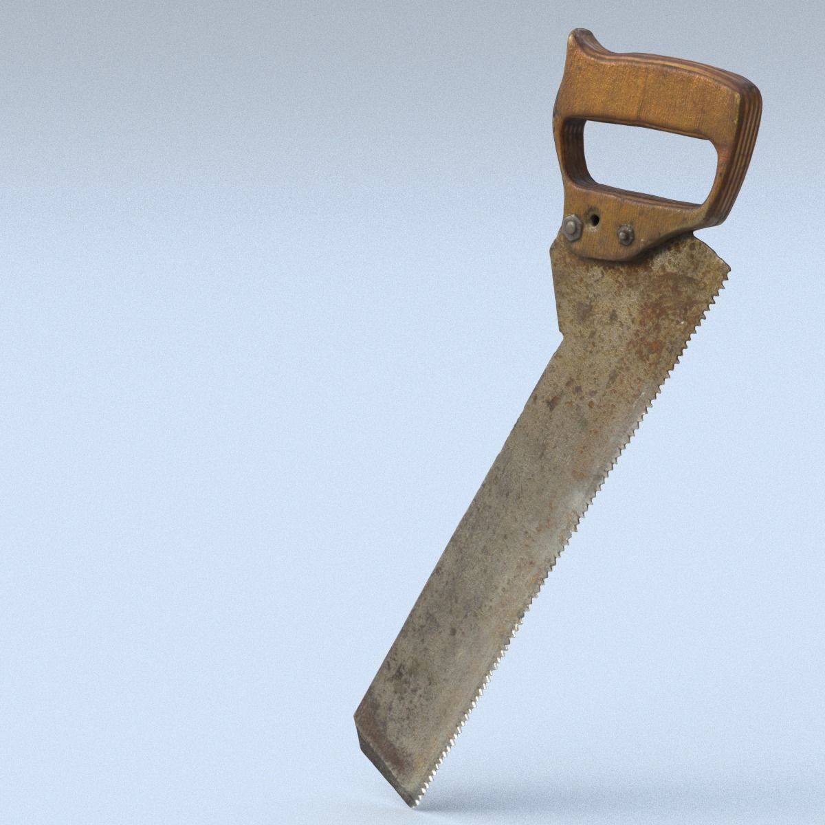Handsaw High Poly old saw with wooden handle 3D model_4