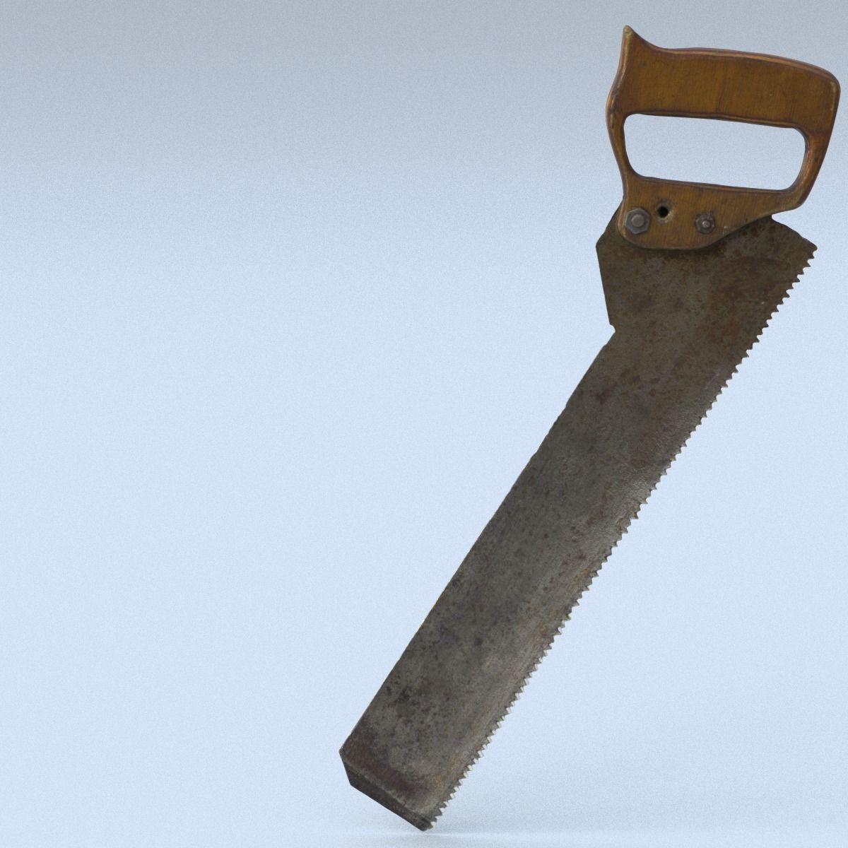 Handsaw High Poly old saw with wooden handle 3D model_7