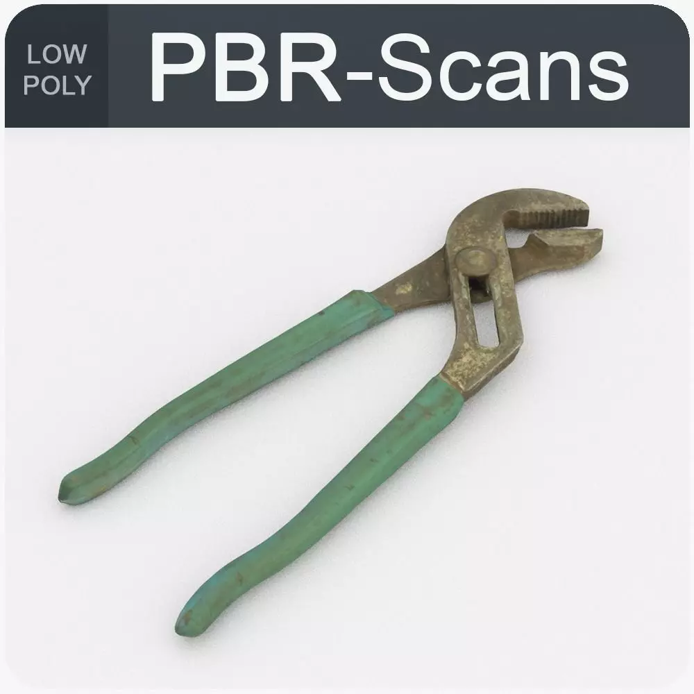 Wrench Low Poly old pliers Low-poly 3D model_0