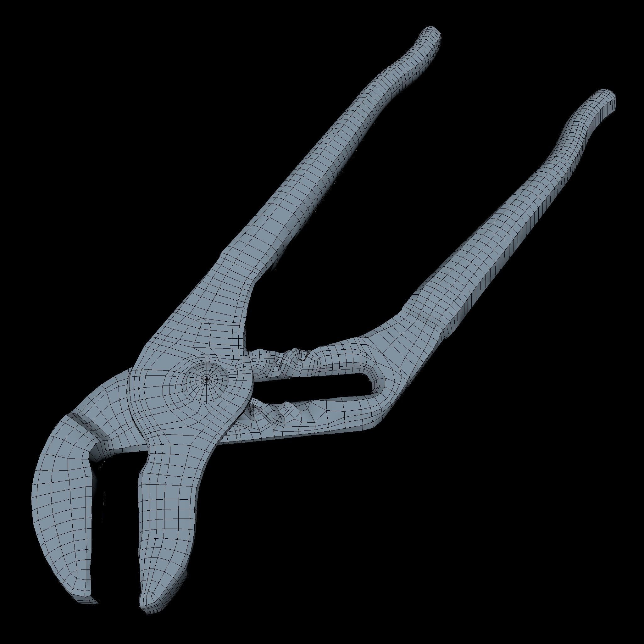 Wrench Low Poly old pliers Low-poly 3D model_2