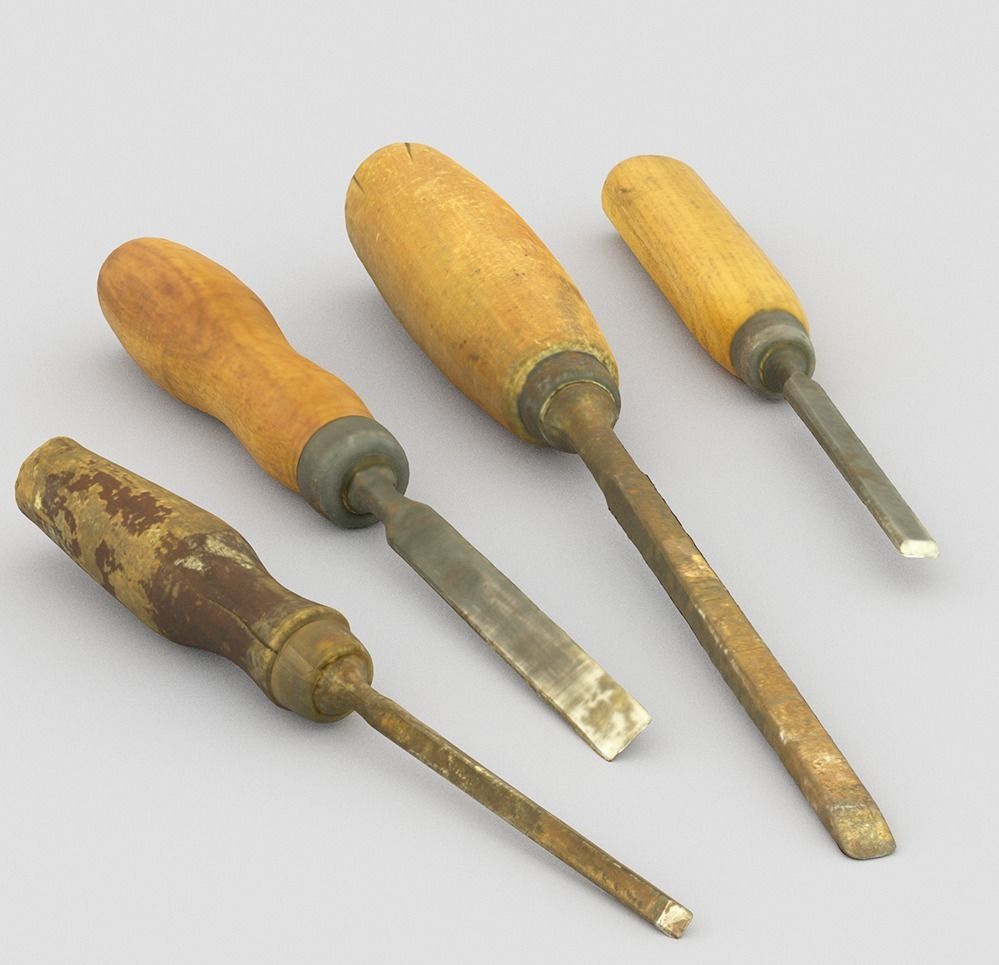 Chisels Middle Poly 3D model_1