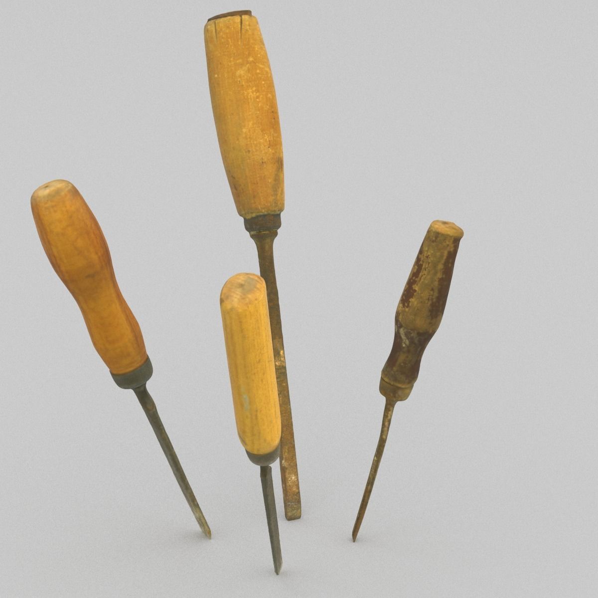 Chisels Middle Poly 3D model_7