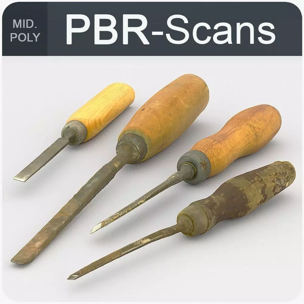 Chisels Middle Poly 3D model_0