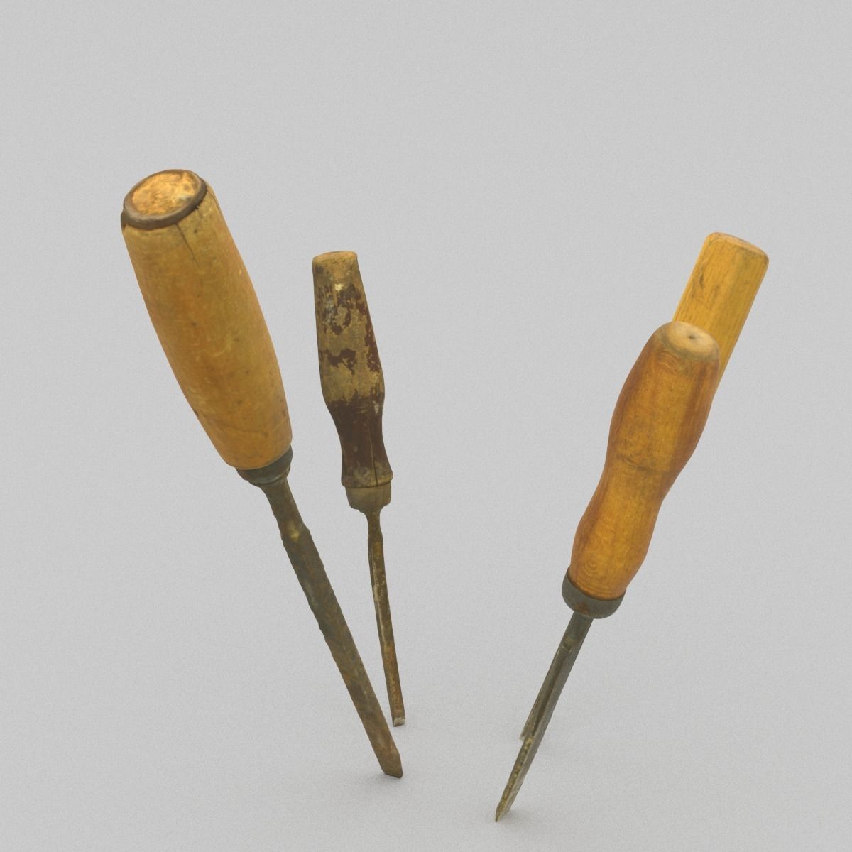 Chisels Middle Poly 3D model_10