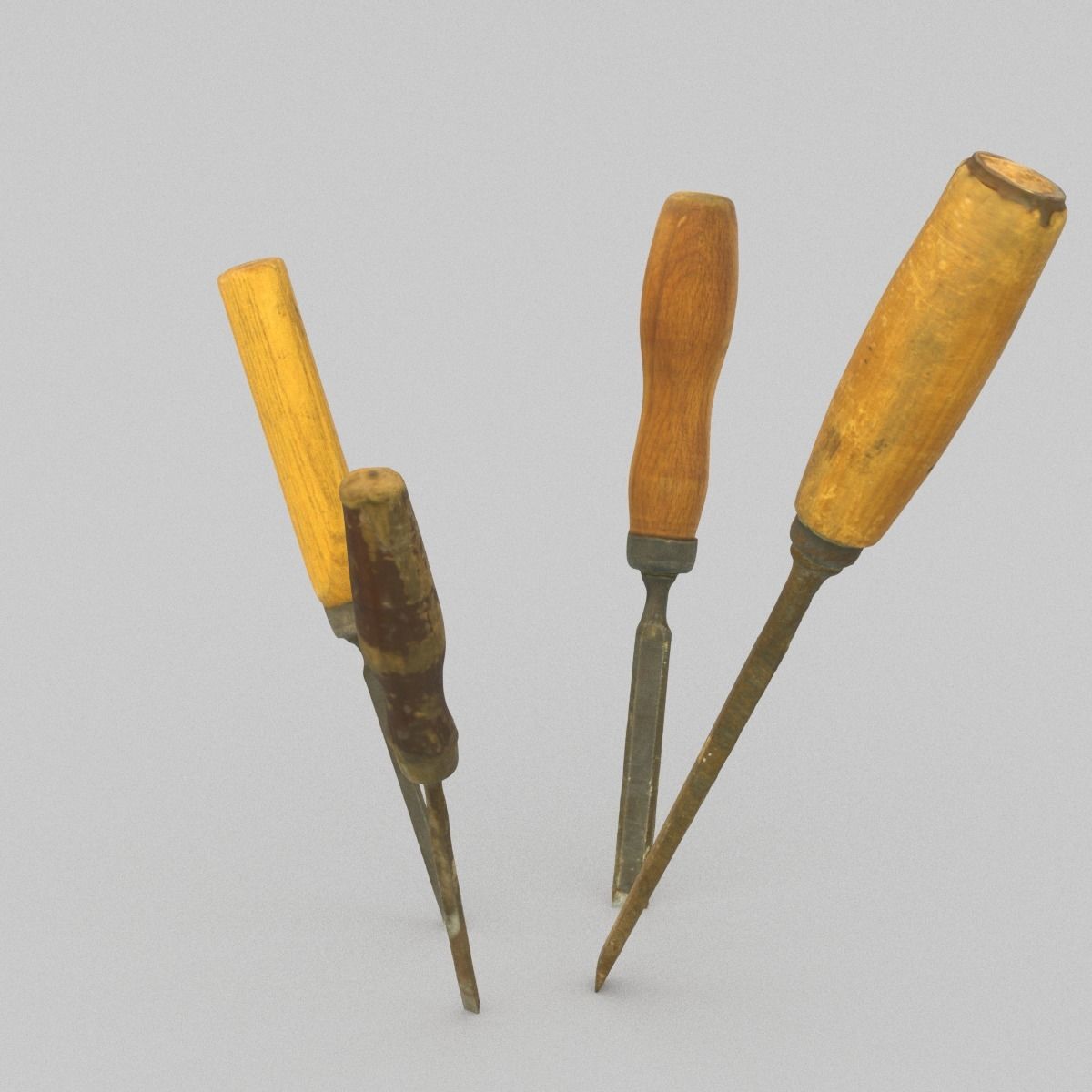 Chisels Middle Poly 3D model_4