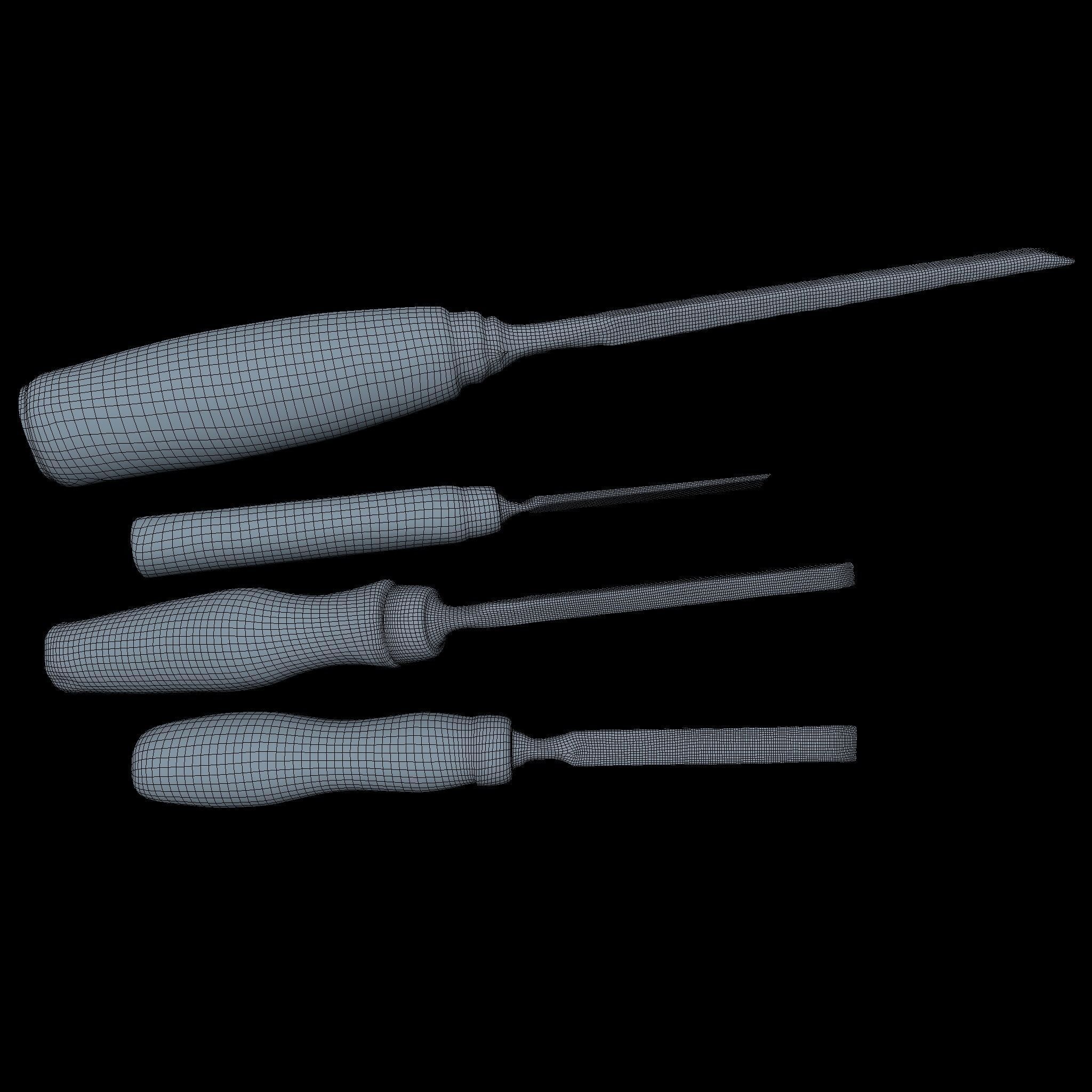 Chisels Middle Poly 3D model_2