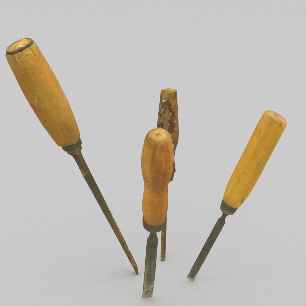 Chisels Middle Poly 3D model_12