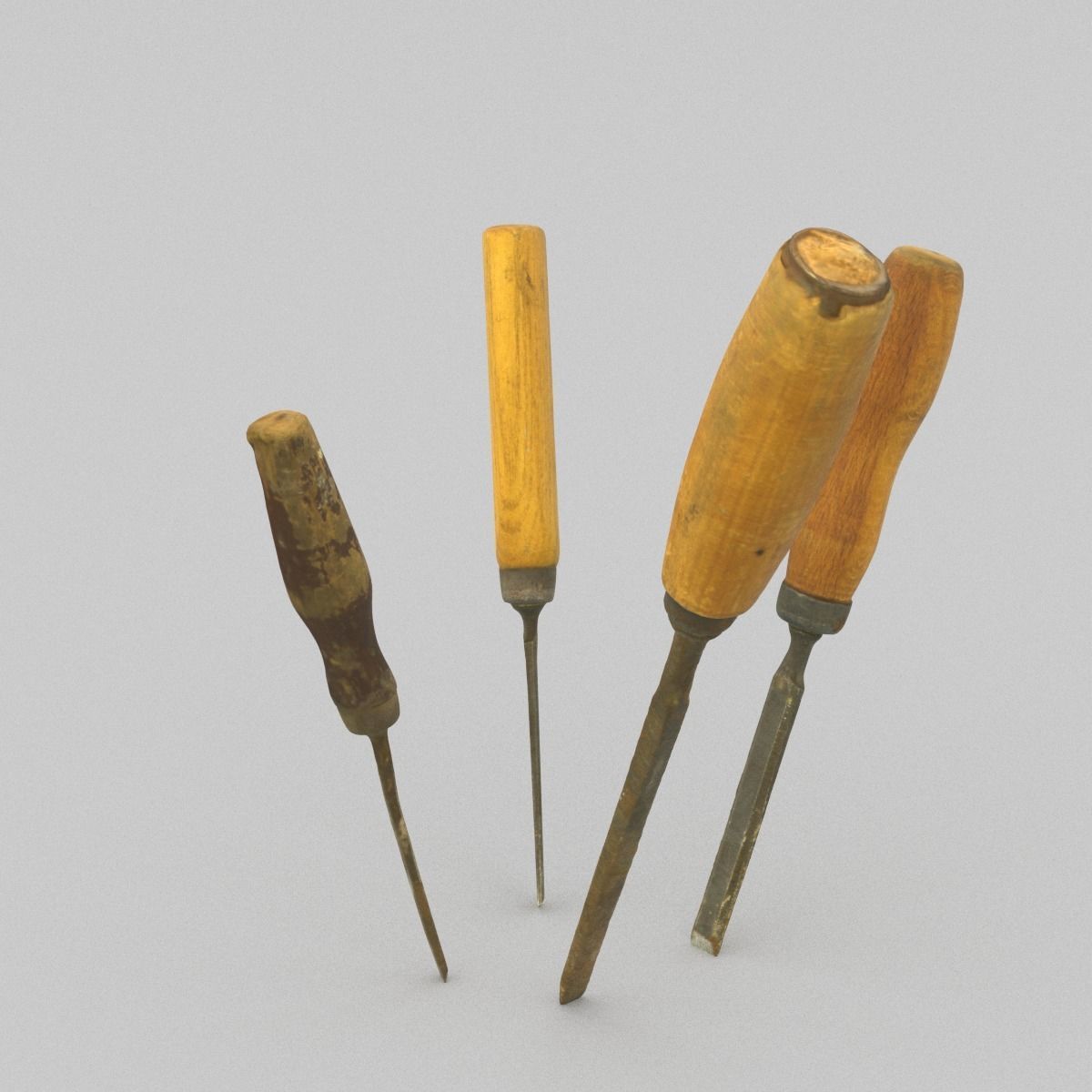 Chisels Middle Poly 3D model_6