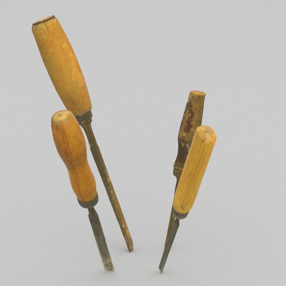 Chisels Middle Poly 3D model_9