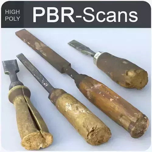 Chisels High Poly pair of woodworking tools