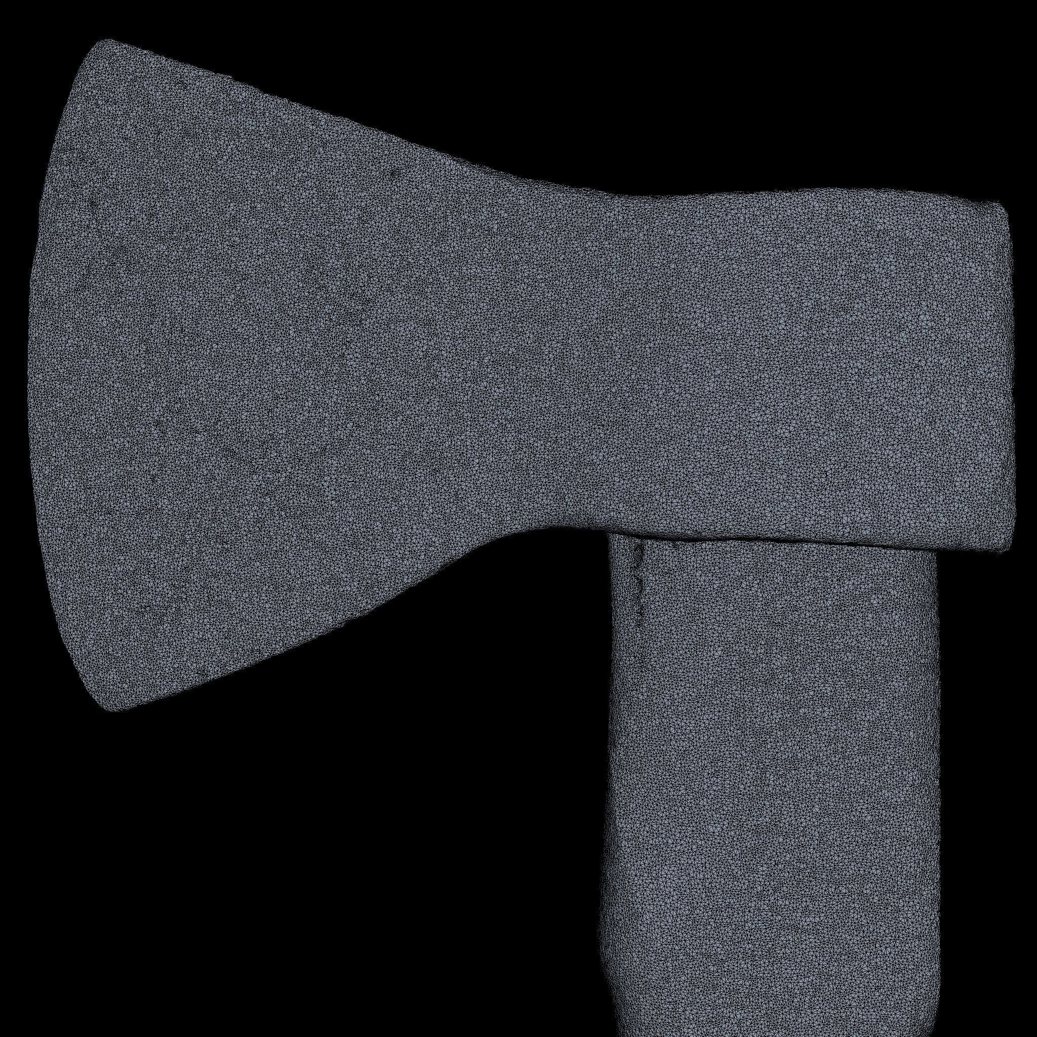 Hatchet High Poly axe with wooden handle 3D model_2