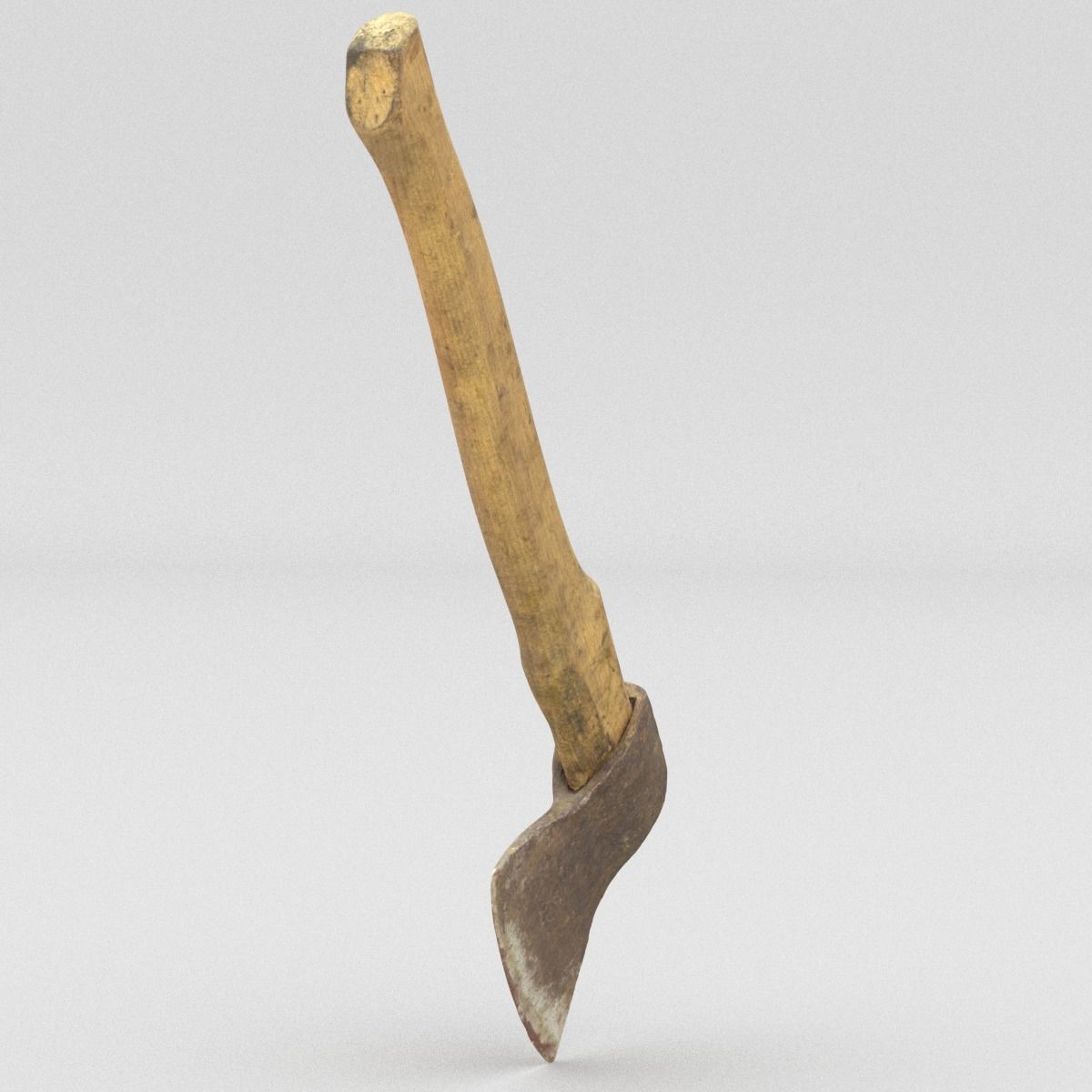 Hatchet High Poly axe with wooden handle 3D model_5